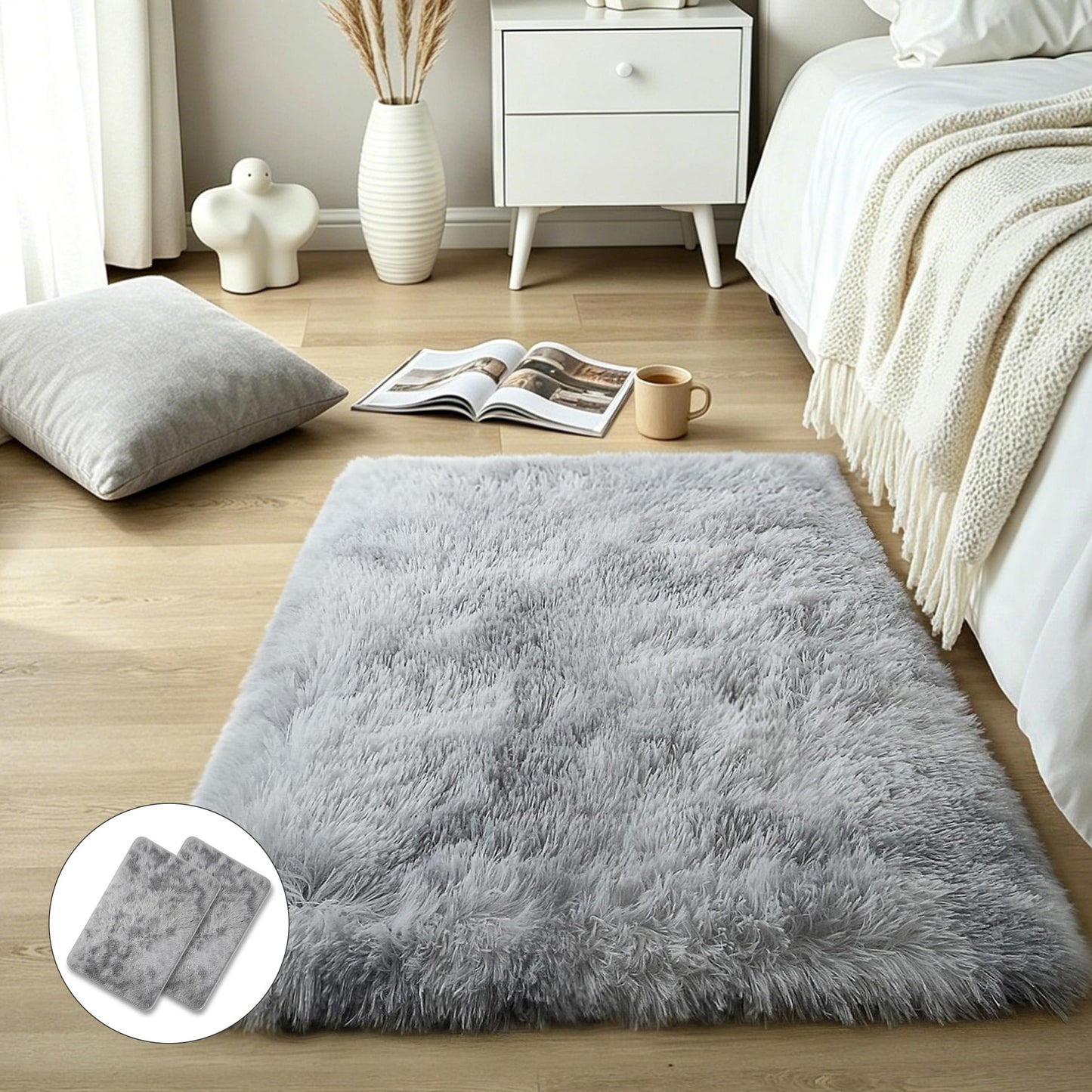 Pink Fluffy 4x6 Area Rugs for Bedroom Girls, Plush Washable Carpet | Area Rug for Kids Room, Nursery, Dorm Room, Non Slip Shaggy Floor Carpet