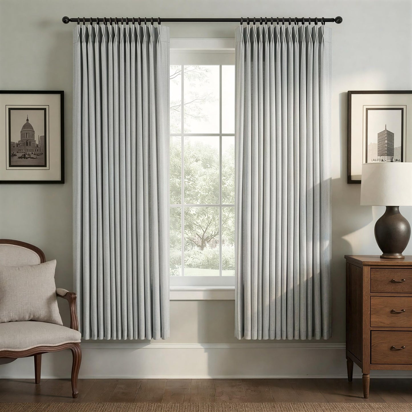 White Linen Pleated Curtains 84 Inches Long for Bedroom Back Tab Light Filtering Sheer Pinch Pleat Drapes Hook Ring Modern Farmhouse Coastal Cotton Textured Gauze Curtain Living Room 84 Length 2 Panel