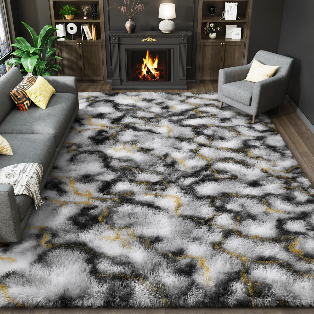 LOCHAS Area Rugs Fluffy Living Room Carpets for Kids Bedroom 6x9, Cream | Ultra Soft Indoor Modern Shaggy Rug for Dorm Nursery Boys Girls Home Decor