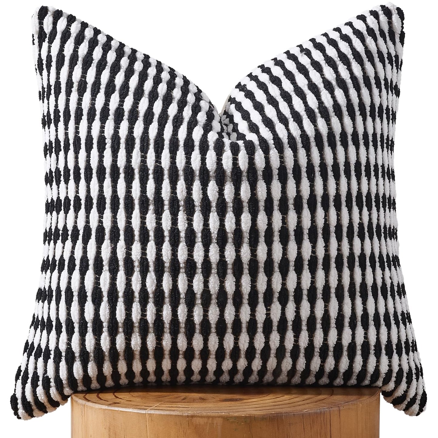 Set of 2 Boho Chenille Pillow Cover Decorative Tufted Pillowcase for Couch Bed Sofa Bedroom Living Room Modern 18 x 18-Inch Brown