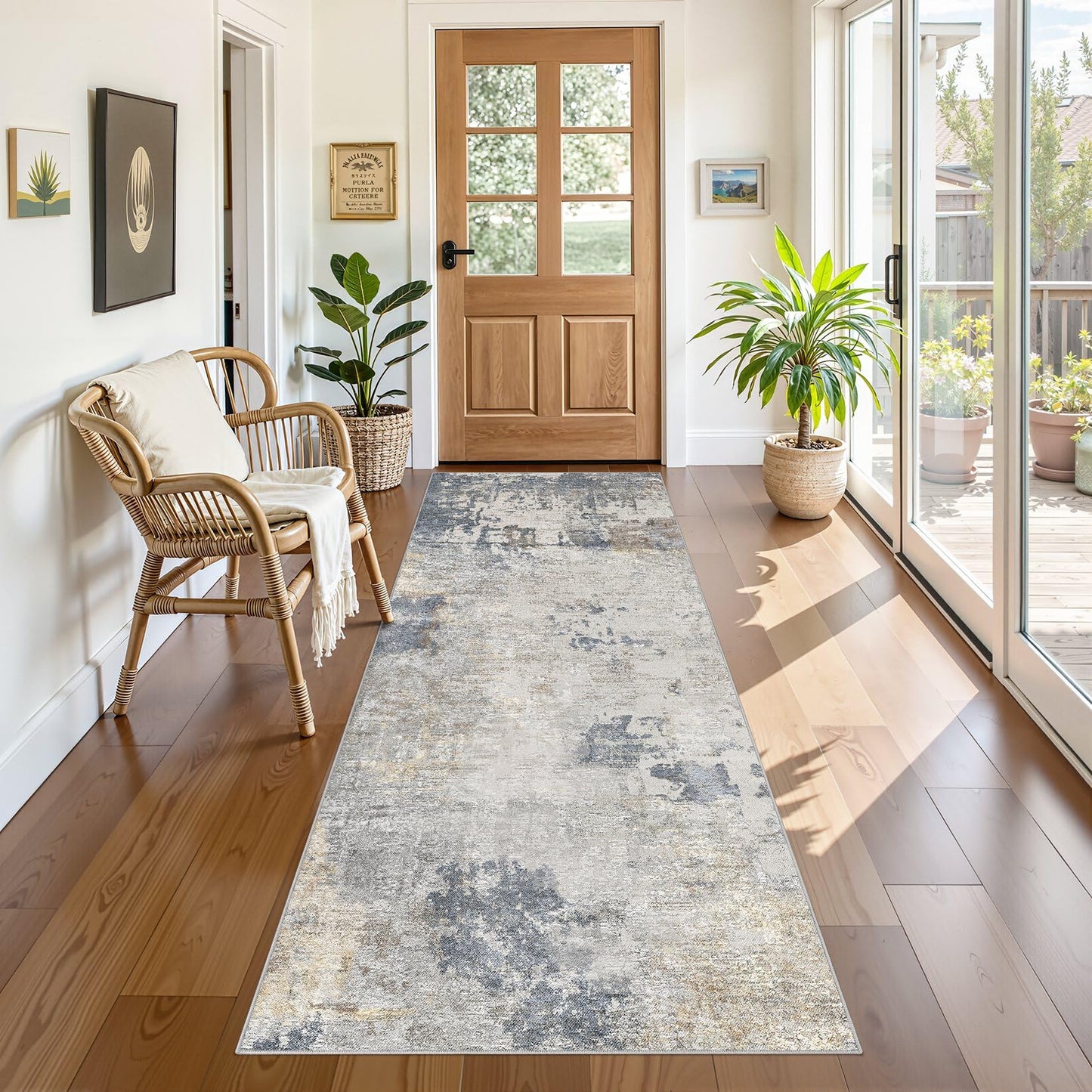 UERMEI 9x12 Area Rug Living Room Rugs - Washable Neutral Modern Abstract Soft Thin Large Rug Indoor Floor No Slip Rug Carpet for Bedroom Under Dining Table Home Office Decor - Brown Grey