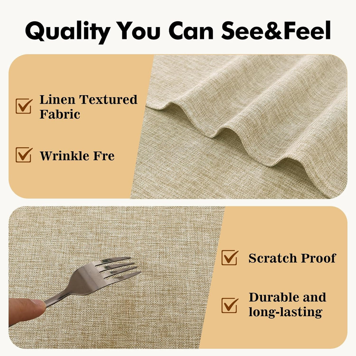 JIUZHEN Rectangle Table Cloth Faux Linen Farmhouse Tablecloth, Wrinkle and Stain Resistant Decorative Fabric Rectangular Spring Table Cover for Dining/Party/Birthday/Wedding, Beige, 54 x 80 Inch