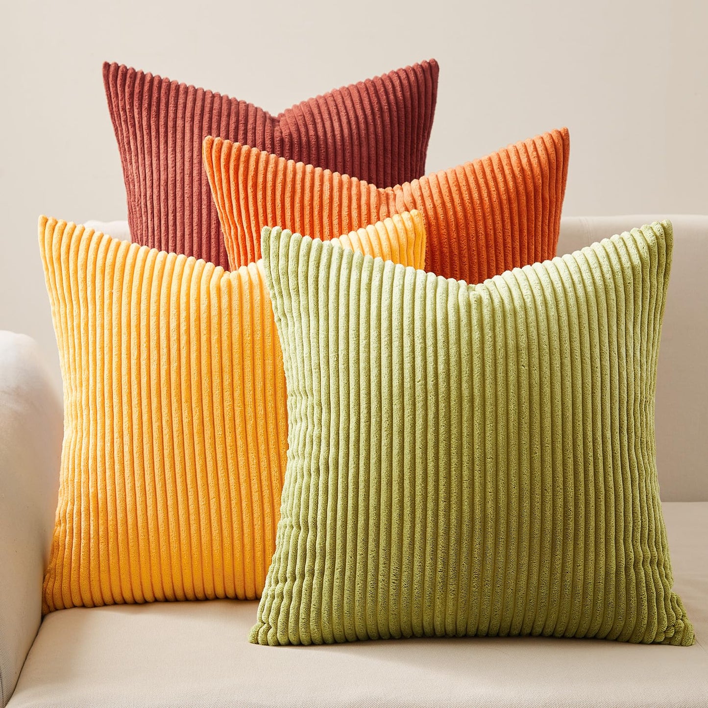 Topfinel Decorative Throw Pillow Covers Cushion Cases, Set of 4 Soft Velvet Modern Double-Sided Designs, Mix and Match for Boho Farmhouse Fall Home Decor (18x18 inch, Orange/Teal)