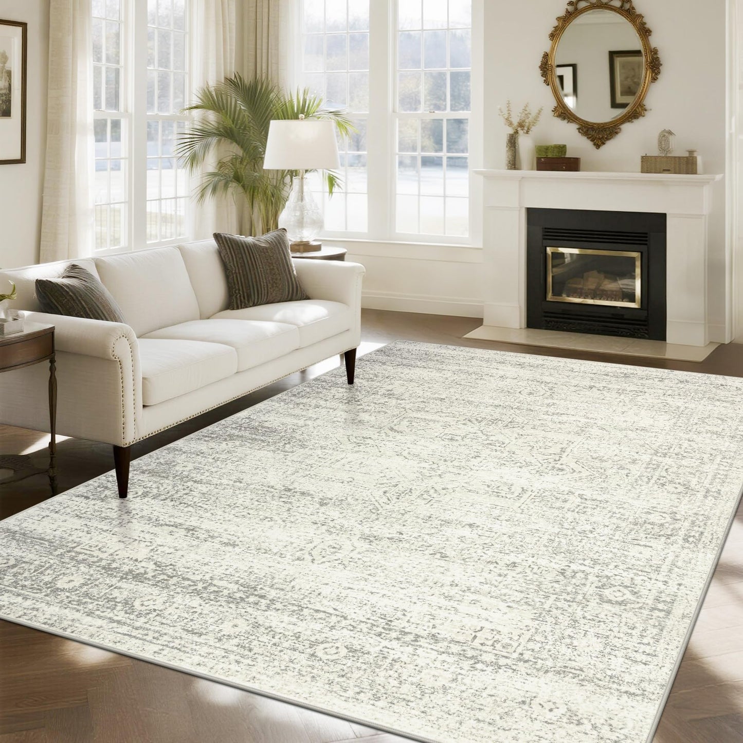 Washable Rugs 8x10 Area Rugs for Living Room,Bedroom,Dining Room Carpet | Ultra Soft Faux Wool,Kids & Pet Friendly,Machine Washable,Non-Slip & Non-Shedding,Large Vintage Low Pile Rug for Home Office