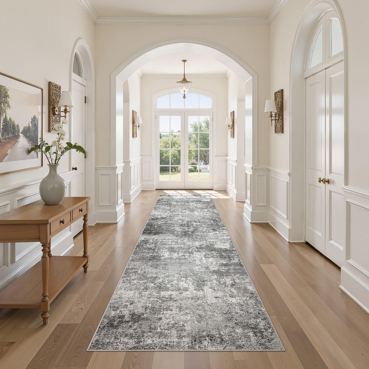 DMOYEST 8x10 Area Rug for Living Room Washable Abstract Indoor Carpet | Neutral Modern Low Pile Rugs Kid & Pet Friendly Large Soft Thin Carpet for Bedroom Dining Room - Grey Blue