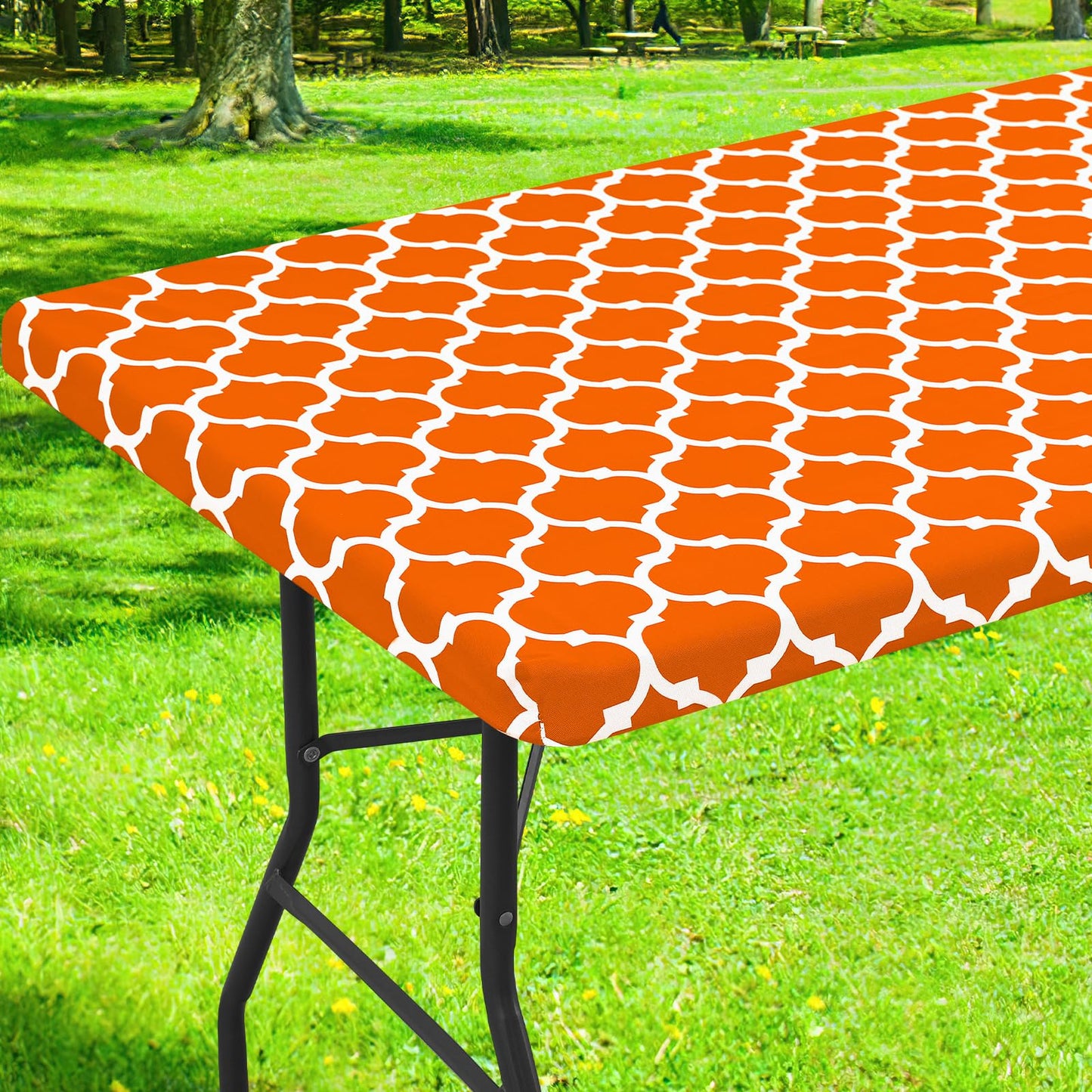 Smiry Picnic Fitted Table Cover, 6 Foot Flannel Backed Vinyl Tablecloth | Waterproof Elastic Stretch Table Cloth, Wipeable Plastic Tablecloth for Camping, Indoor & Outdoor (Grey, 30" x 72")