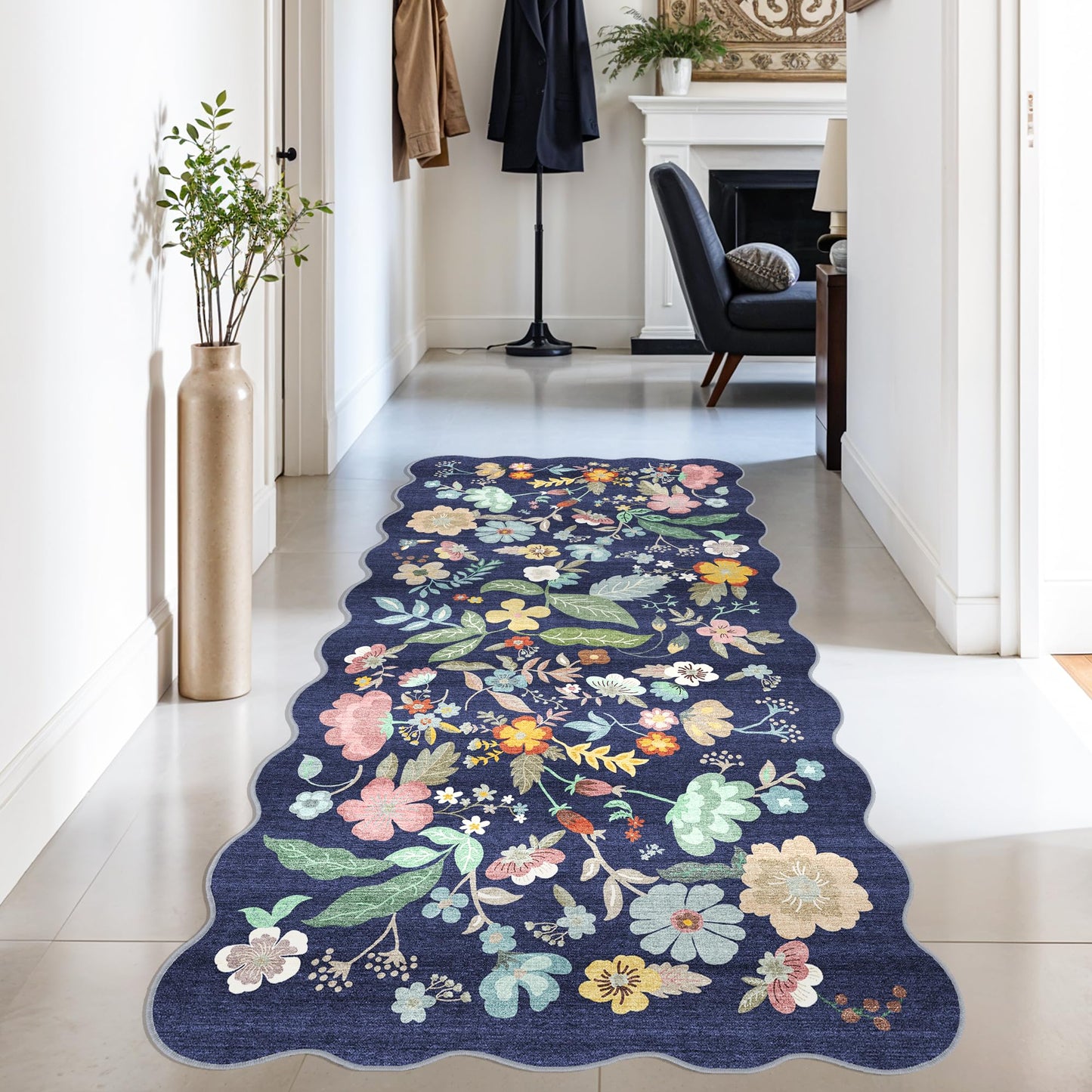2x6 Hallway Washable Runner Rug : Vintage Soft Kitchen Laundry Runner with Non Slip Backing Farmhouse Entryway Living Room Floor Mat Stain Resistant Carpet for Bedroom Bathroom Distressed Beside Rug