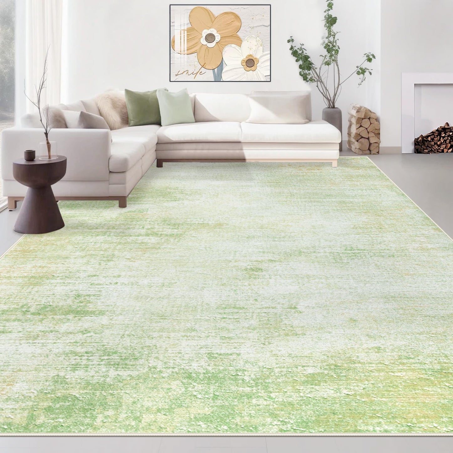 Area Rugs 6x9 Living Room: Washable Rug Modern Abstract Large Rug Soft Non Slip Neutral Rugs Stain Resistant Indoor Carpet for Bedroom Kitchen Dining Room Table Nursery Home Office Rugs(Beige,6'x9')