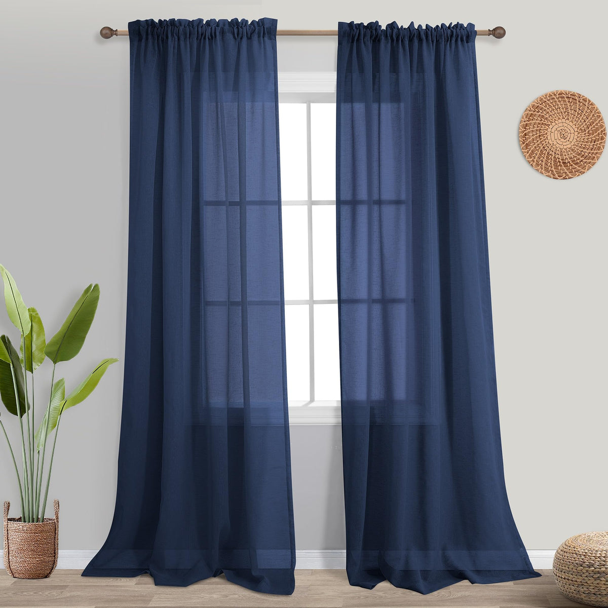 KOUFALL White Sheer Curtains 84 Inches Long 2 Panels,Gauze Cheese Cloth Linen Look Rod Pocket Flowy See Through Curtains for Living Room Bedroom