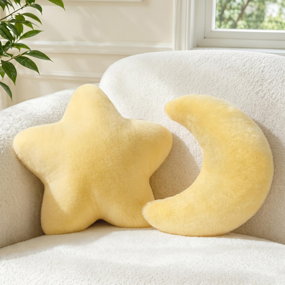 2PCS Star Pillow Set,15.35“ Cute Yellow Decorative Throw Pillows for Bed | Star Shaped Throw Pillows, Soft Faux Plush,PP Cotton Filling, Aesthetic Pillow Cushion for Room Bedroom Sofa Couch Decor