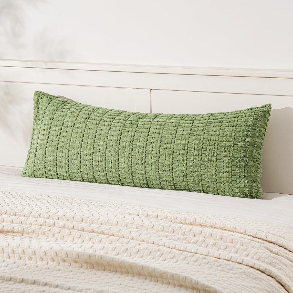 MIULEE Corduroy Decorative Throw Pillow Covers 18x18 Cream White Pack of 2 | Soft Boho Striped Pillow Covers Modern Farmhouse Home Decor For Sofa Living Room Couch Bed