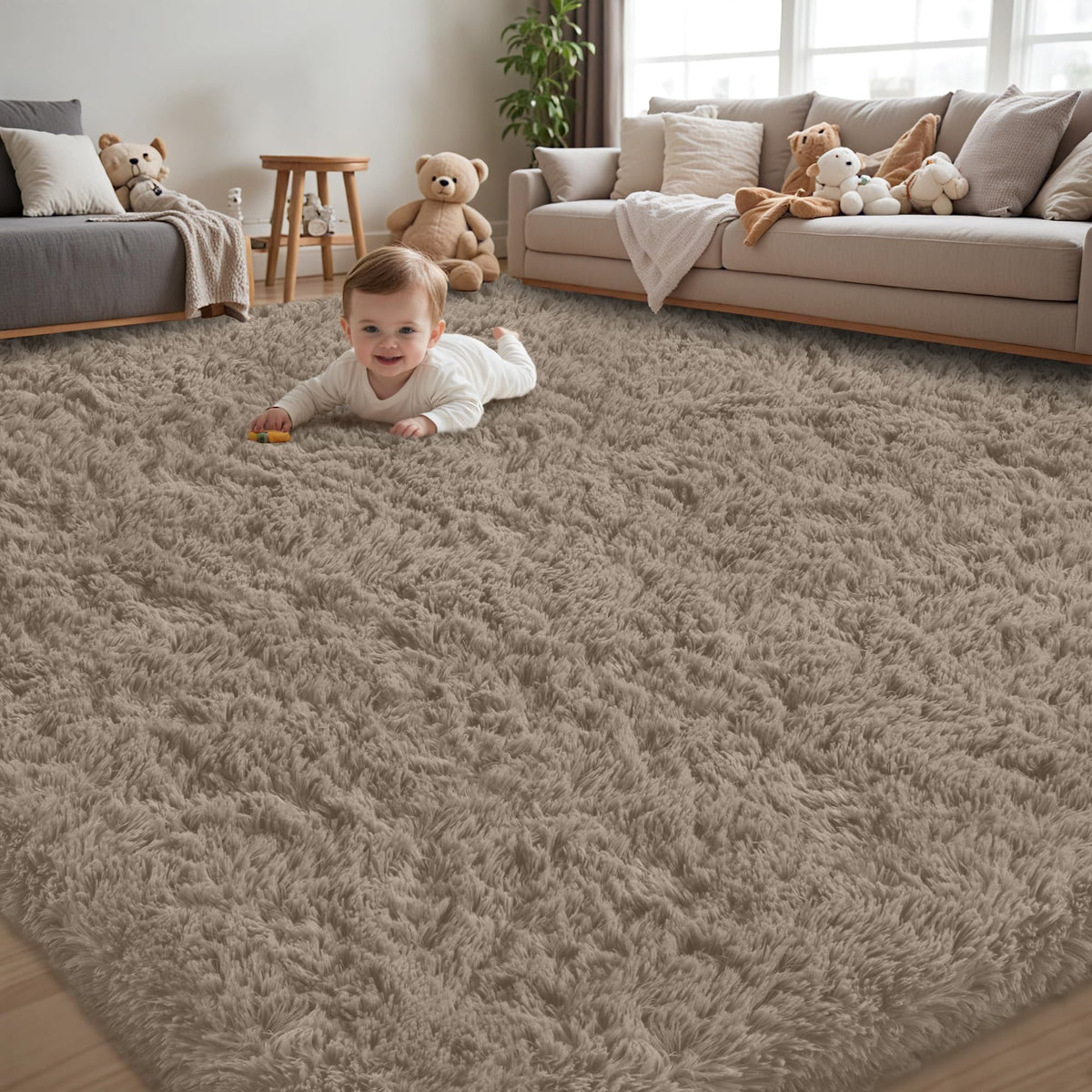 8x10 Area Rug for Living Room,Black Fluffy Shag Non-Slip Bedroom Rugs | Ultra Soft Large Fuzzy Plush Indoor Carpet，Washable Rugs for Bedroom Kids Nursery Office Dorm Modern Decor