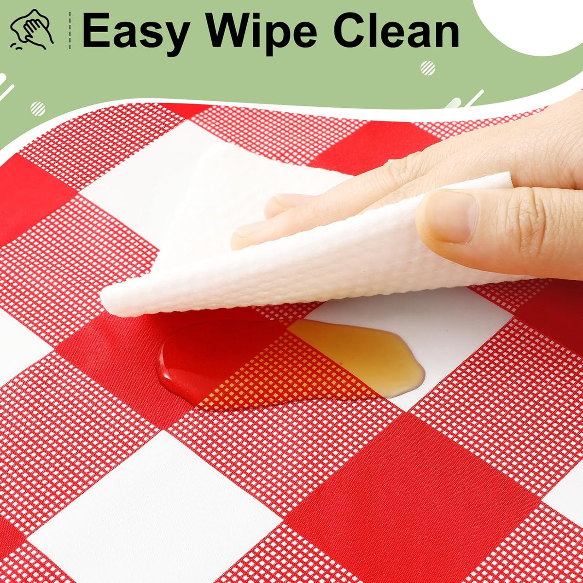 4 Packs Buffalo Disposable Table Cloth, 54 x 108 Inch Waterproof Plastic Tablecloth, Rectangle Red and White Checkered Table Covers for Picnic, Birthday, Party, Back to School
