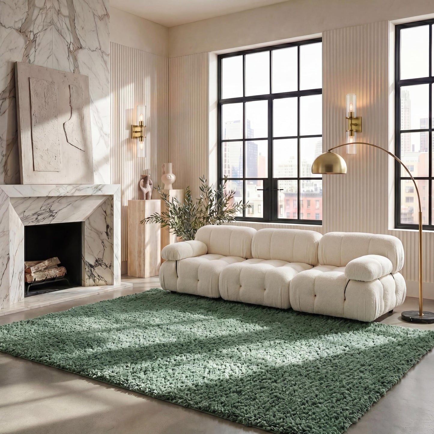 SAFAVIEH August Shag Collection Area Rug - 10' x 14', Green, Solid Design, Non-Shedding & Easy Care, 1.5-inch Thick Ideal for High Traffic Areas in Living Room, Bedroom (AUG200Y)