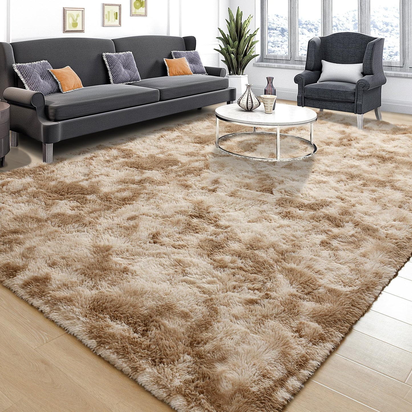 Area Rugs 9x12 for Living Room, Super Soft Fluffy Rugs for Bedroom | Modern Shaggy Rug Fuzzy Carpets for Kids, Plush Indoor Nursery Home Decor Rug with Non-Slip Bottom, Black