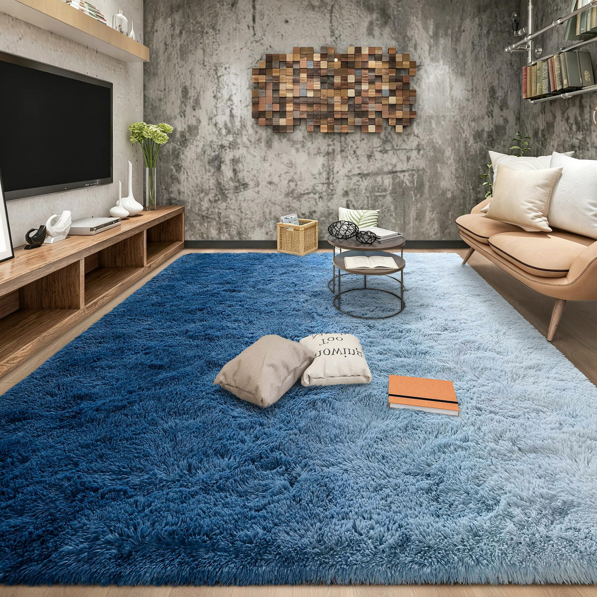 Area Rugs 9x12 for Living Room, Super Soft Fluffy Rugs for Bedroom | Modern Shaggy Rug Fuzzy Carpets for Kids, Plush Indoor Nursery Home Decor Rug with Non-Slip Bottom, Black