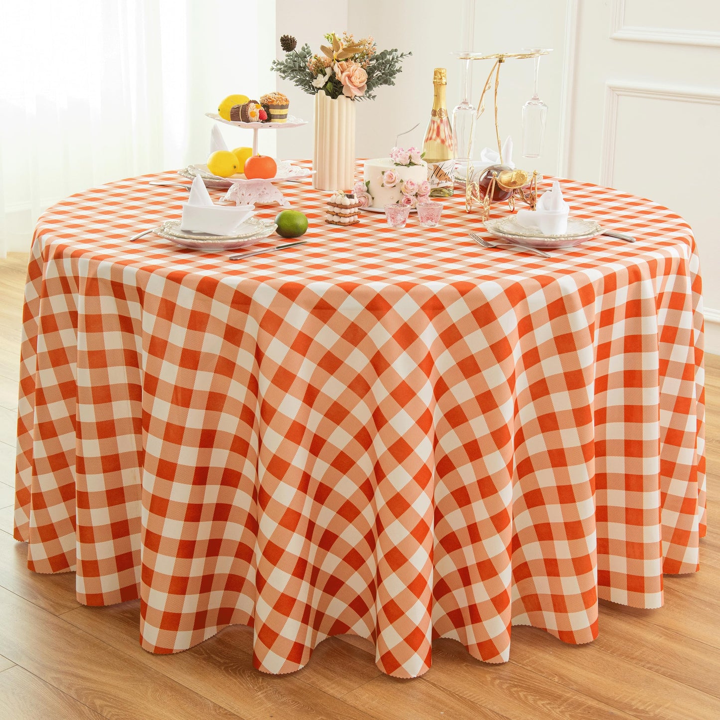 Waterproof Checkered Tablecloth Fabric - Rectangle 58x84 Inch Classic Gingham Buffalo Plaid Table Cloth for Indoor/Outdoor Use - Washable Table Cover for Kitchen, BBQs, and Parties