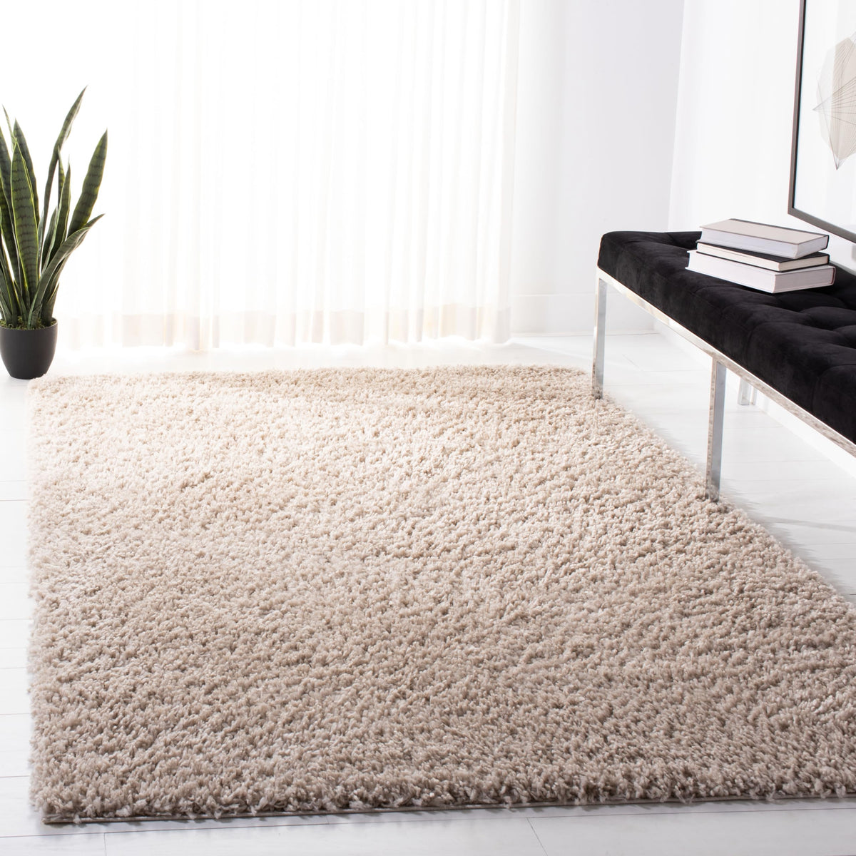 SAFAVIEH August Shag Collection Area Rug - 10' x 14', Green, Solid Design, Non-Shedding & Easy Care, 1.5-inch Thick Ideal for High Traffic Areas in Living Room, Bedroom (AUG200Y)