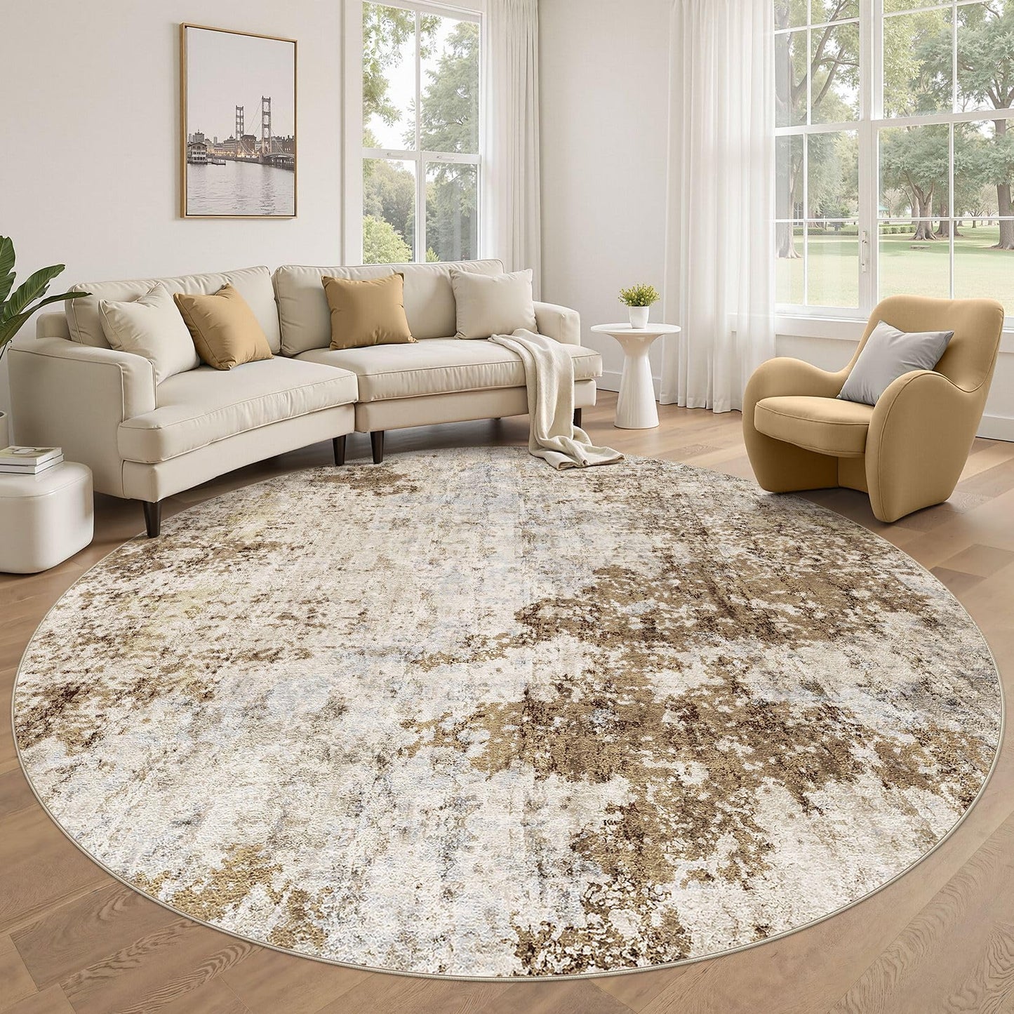 DMOYEST 8x10 Area Rug for Living Room Washable Abstract Indoor Carpet | Neutral Modern Low Pile Rugs Kid & Pet Friendly Large Soft Thin Carpet for Bedroom Dining Room - Grey Blue