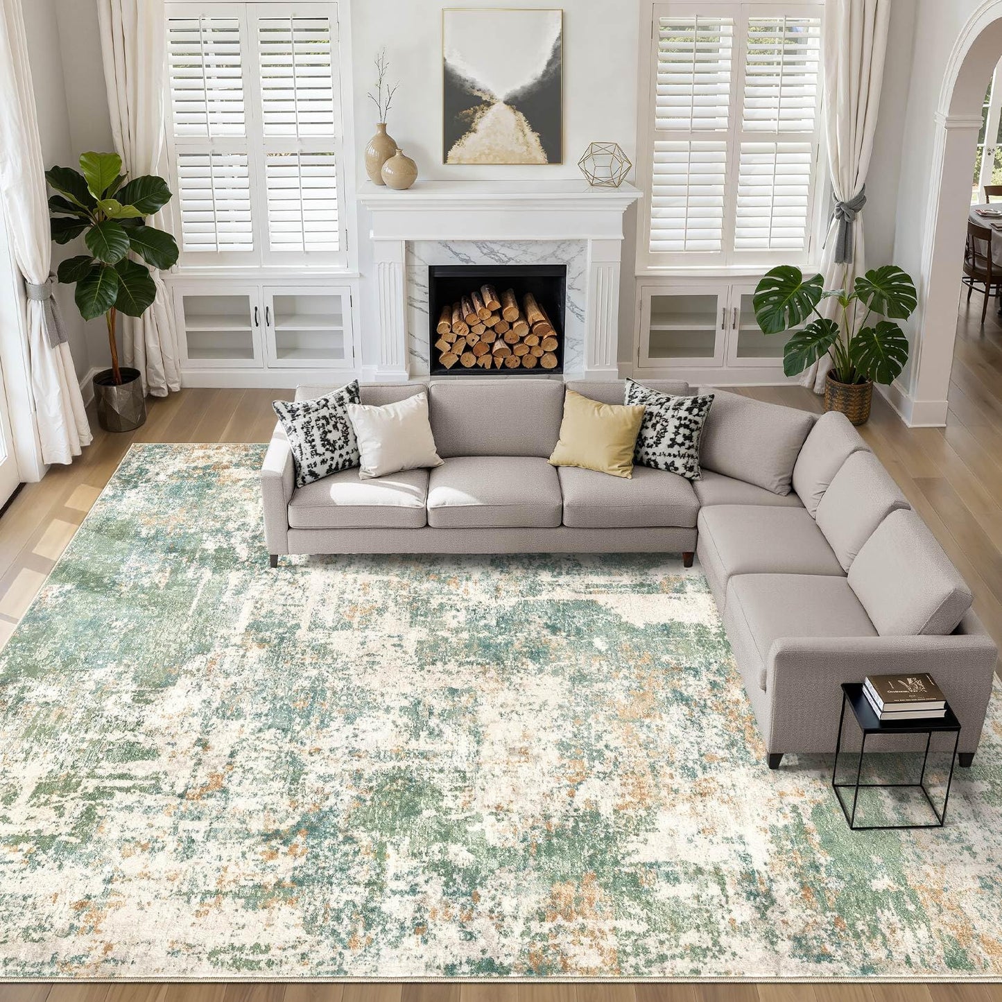 LOONGRUG Area Rug 5x7 Washable Neutral Modern Abstract Living Room Rugs | Soft Stain Resistant Non-Slip Indoor Carpet for Bedroom Nursery Playroom Dining Room Office Dorm Home
