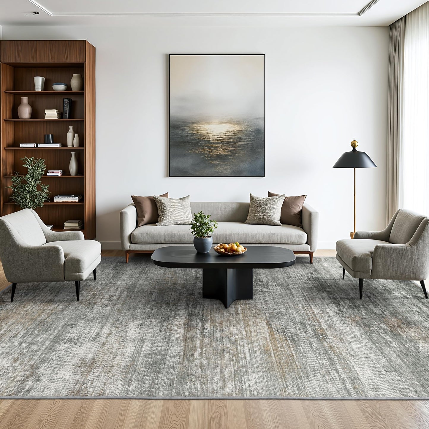 BEIMO 5x7 Green Abstract Area Rug, Washable Non-Slip for Bedroom | Soft Low-Pile Carpet, Lightweight and Easy to Vacuum, Sage Living Rooms, Dining Rooms, Bedrooms, and Home Offices