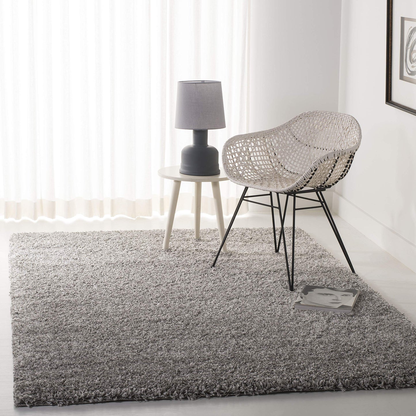 SAFAVIEH California Shag Collection Area Rug - 8' x 10', Ivory, Non-Shedding & Easy to Clean, Ultra Plush Thick Pile, Ideal for Living Room, Bedroom, Dining Space (SG151-1212)