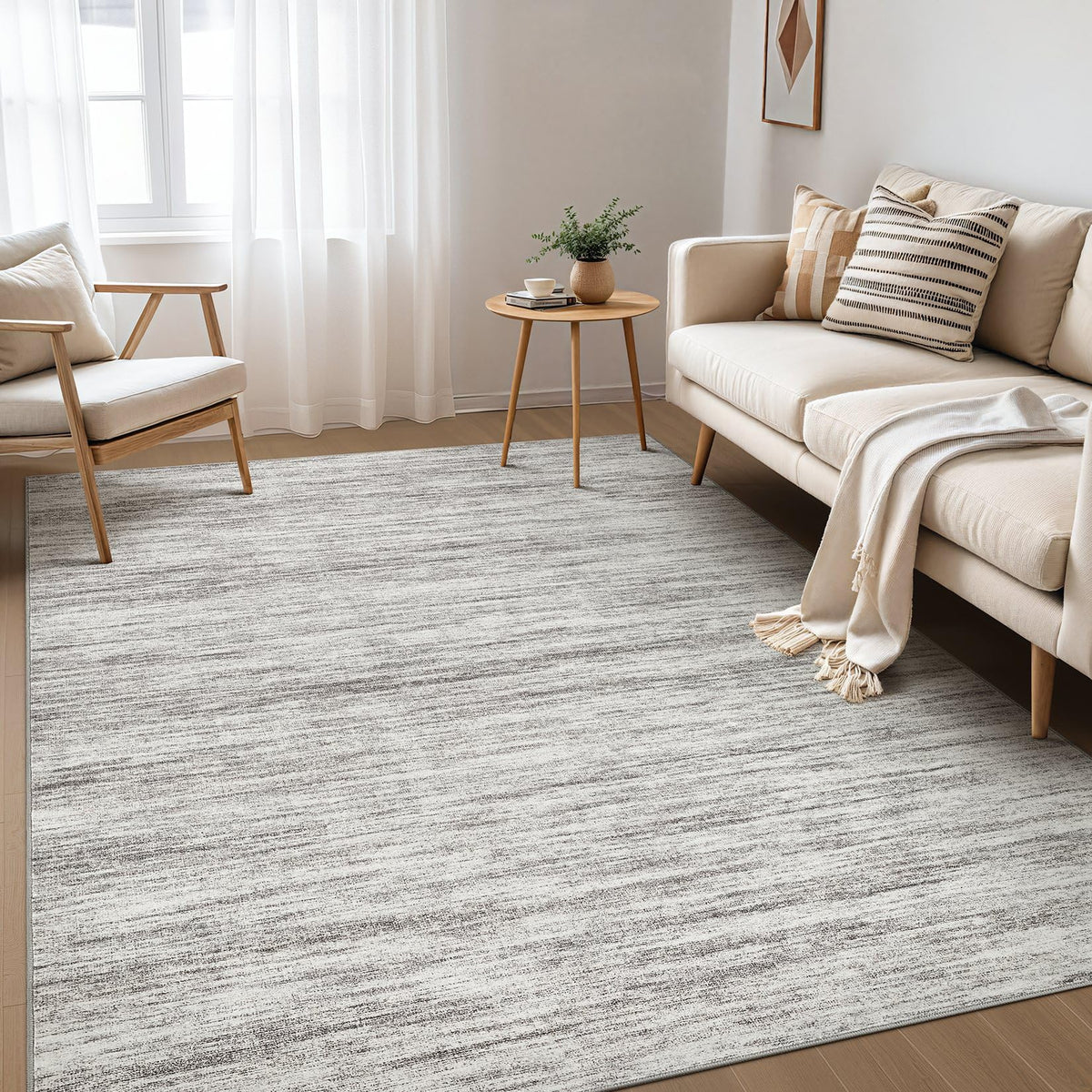 Nakagishi Boho 5x7 Area Rug Living Room Rugs Machine Washable Beige/Brown | Soft, Pet & Kid Friendly, Carpet for Living Room/Bedroom/Office/Kitchen/Nursery, Daily Home Decor Stain Resistant Moroccan