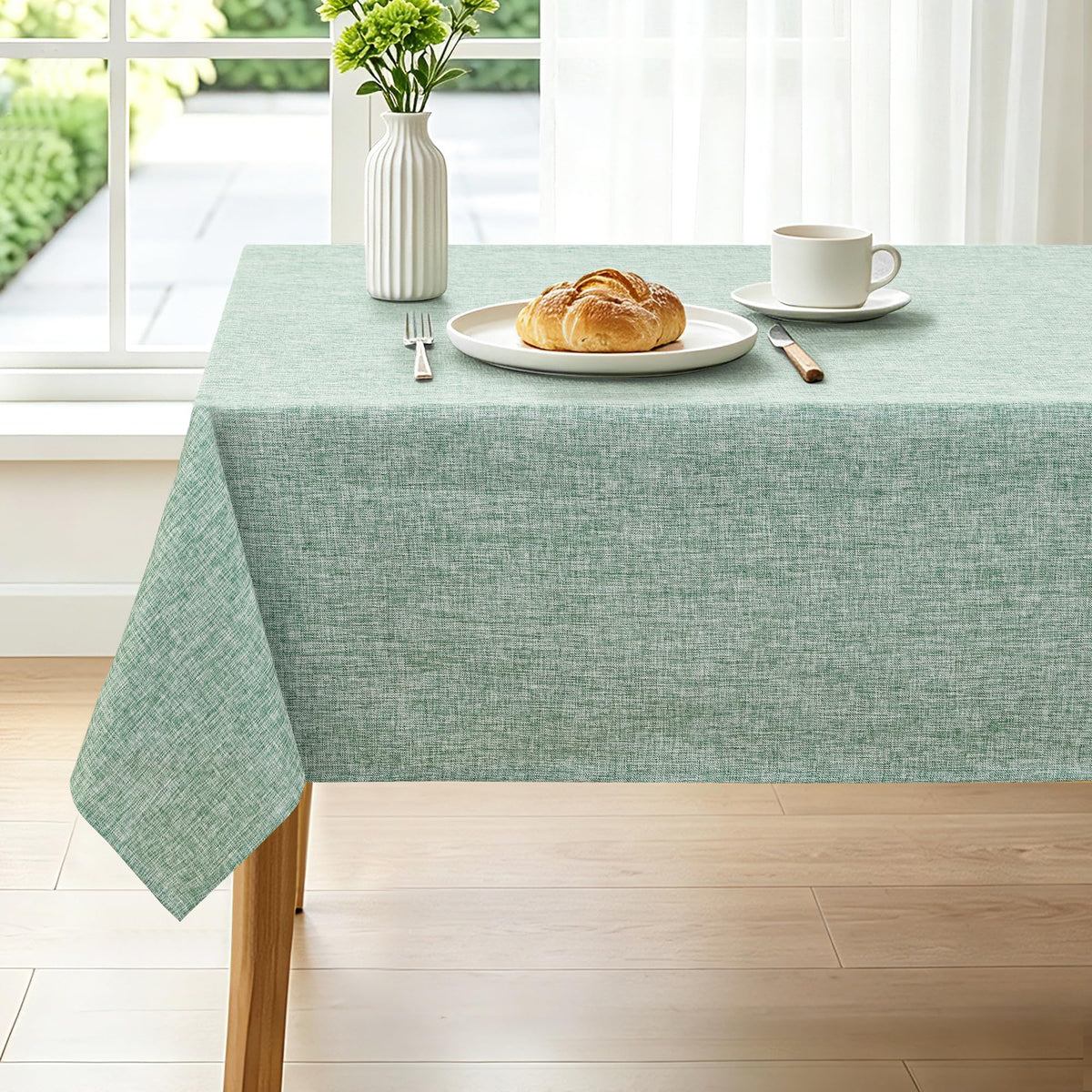 Beige Faux Linen Rectangle Tablecloth 60 x 102 Inch for Dining Room | Linen Texture Table Cover, Wrinkle and Stain Resistant, Durable and Washable Table Cloth for Kitchen Party Home Decor