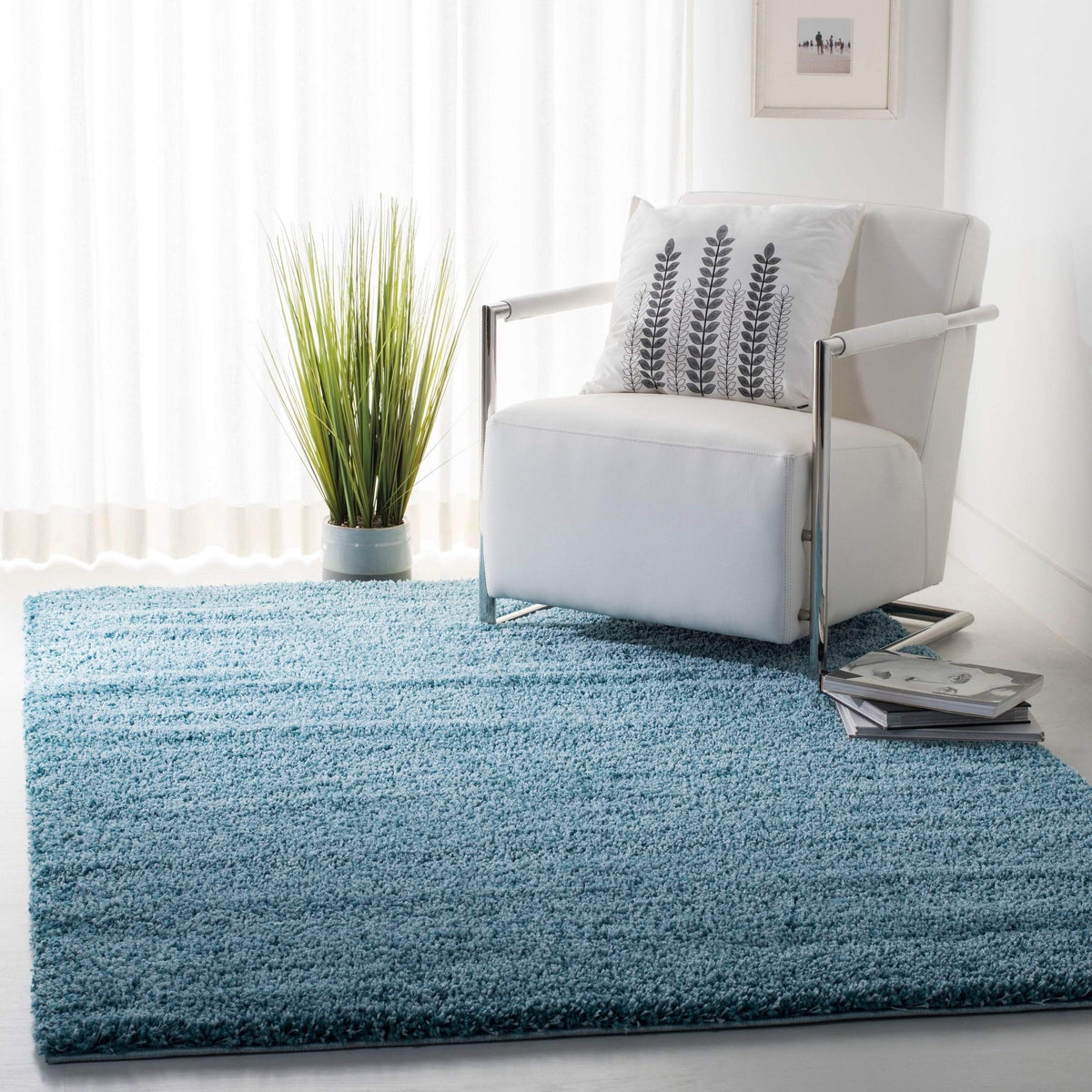 SAFAVIEH California Shag Collection Area Rug - 8' x 10', Ivory, Non-Shedding & Easy to Clean, Ultra Plush Thick Pile, Ideal for Living Room, Bedroom, Dining Space (SG151-1212)