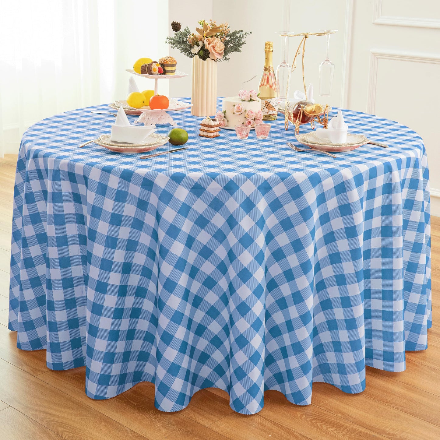 Waterproof Checkered Tablecloth Fabric - Rectangle 58x84 Inch Classic Gingham Buffalo Plaid Table Cloth for Indoor/Outdoor Use - Washable Table Cover for Kitchen, BBQs, and Parties