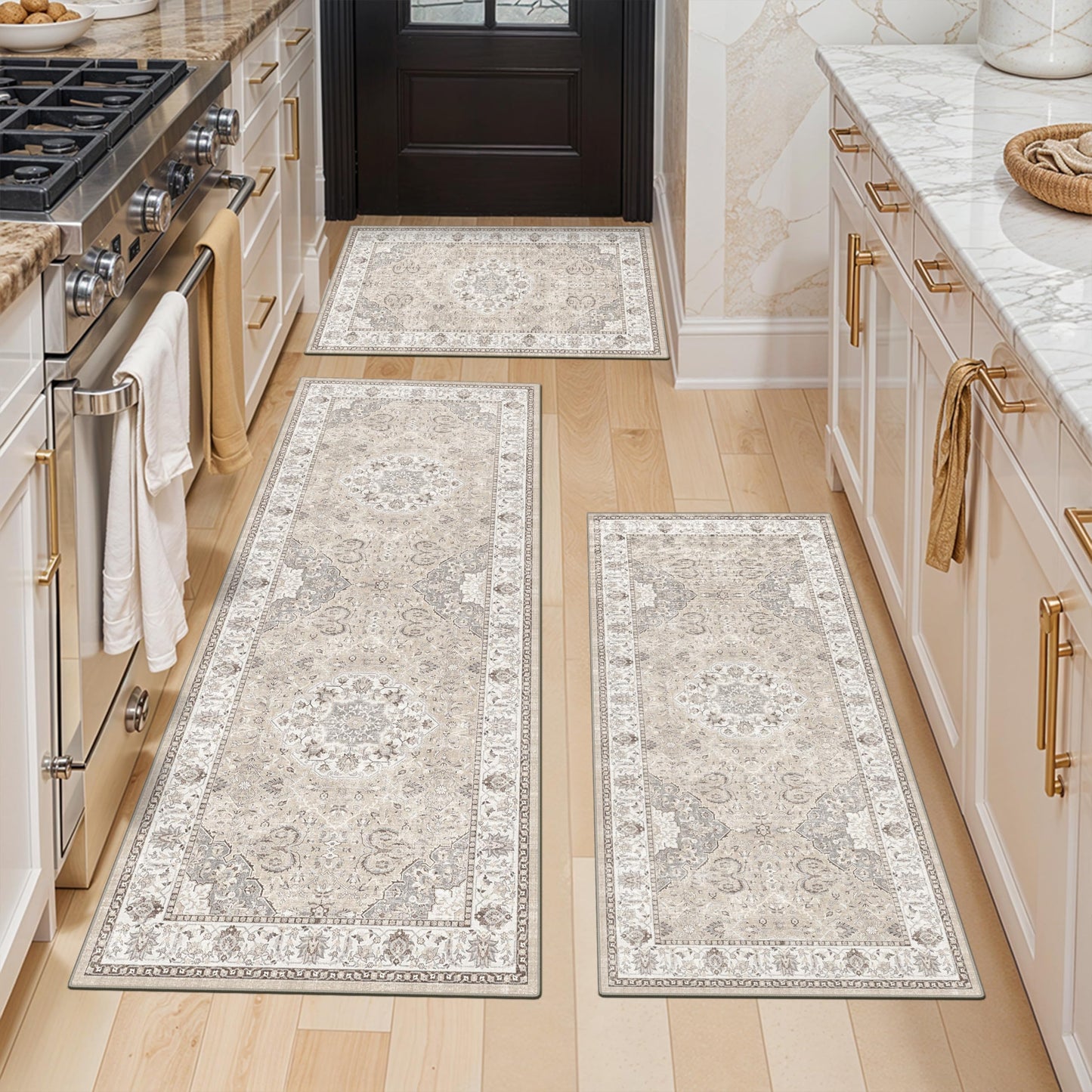 2x6 Hallway Washable Runner Rug : Vintage Soft Kitchen Laundry Runner with Non Slip Backing Farmhouse Entryway Living Room Floor Mat Stain Resistant Carpet for Bedroom Bathroom Distressed Beside Rug