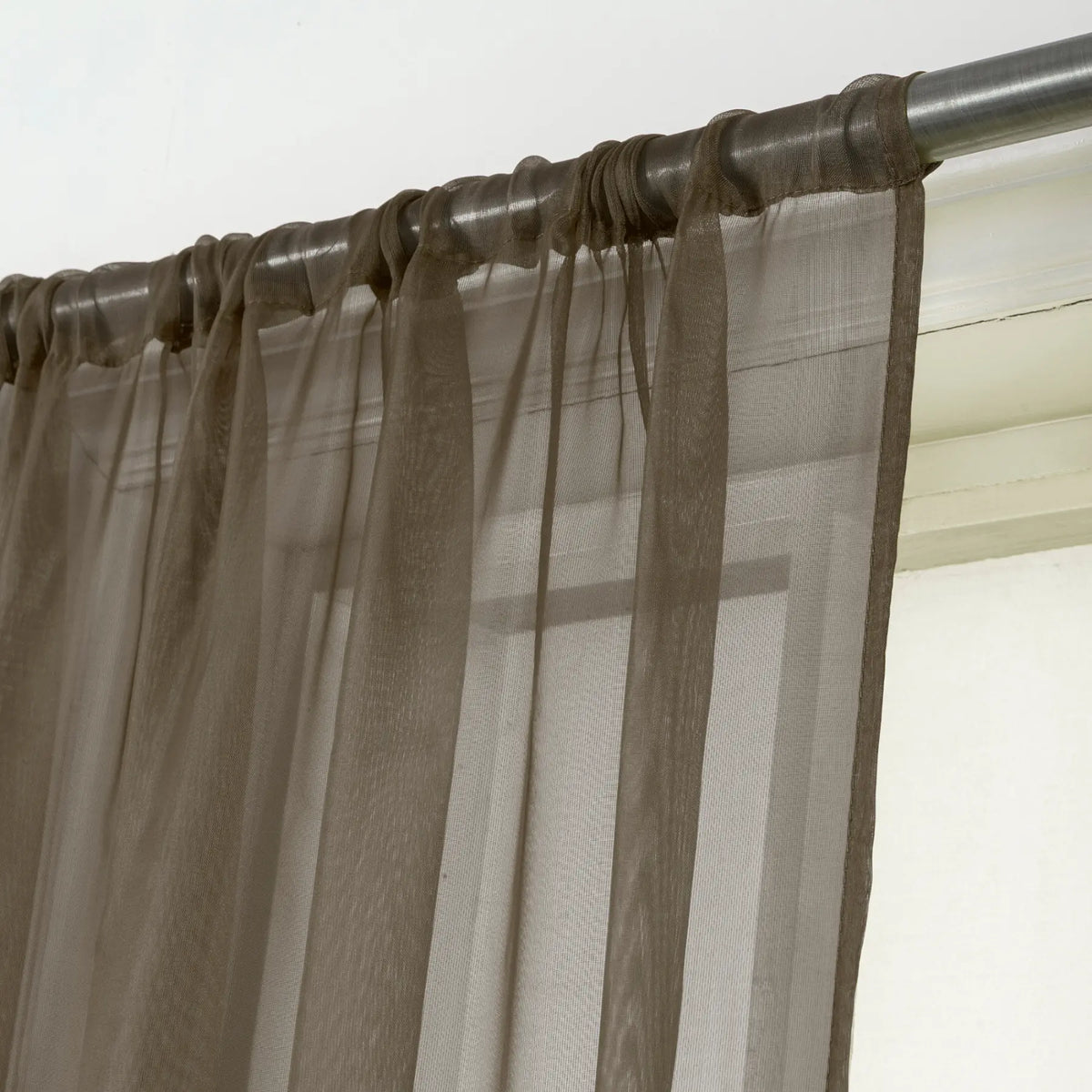Set of Two Sheer Voile Window Curtain Panels Rod Pocket - All Sizes - Many Colors