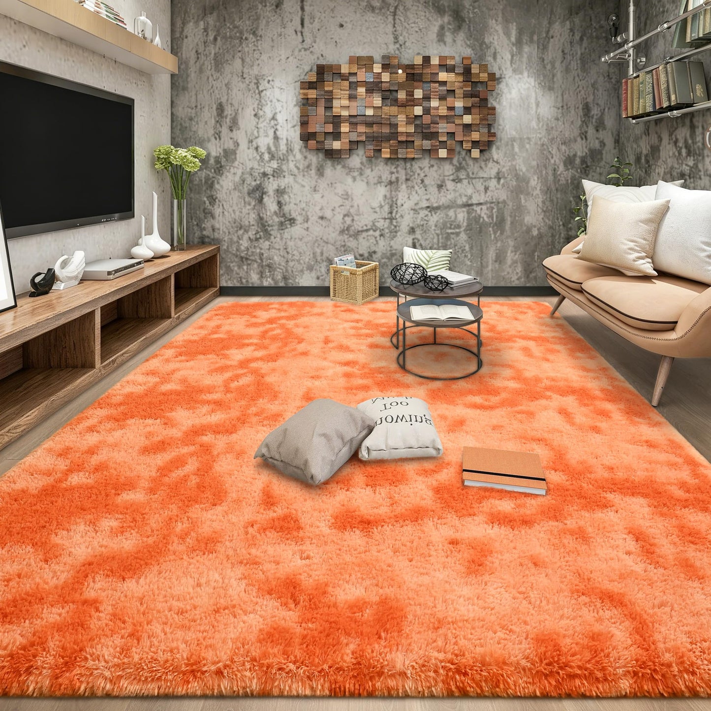 Area Rugs 9x12 for Living Room, Super Soft Fluffy Rugs for Bedroom | Modern Shaggy Rug Fuzzy Carpets for Kids, Plush Indoor Nursery Home Decor Rug with Non-Slip Bottom, Black