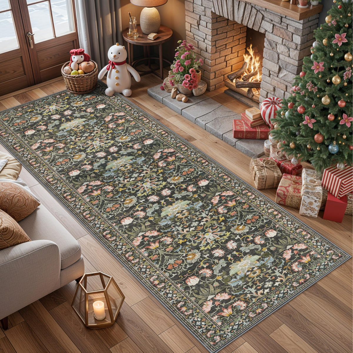 2x6 Hallway Washable Runner Rug : Vintage Soft Kitchen Laundry Runner with Non Slip Backing Farmhouse Entryway Living Room Floor Mat Stain Resistant Carpet for Bedroom Bathroom Distressed Beside Rug