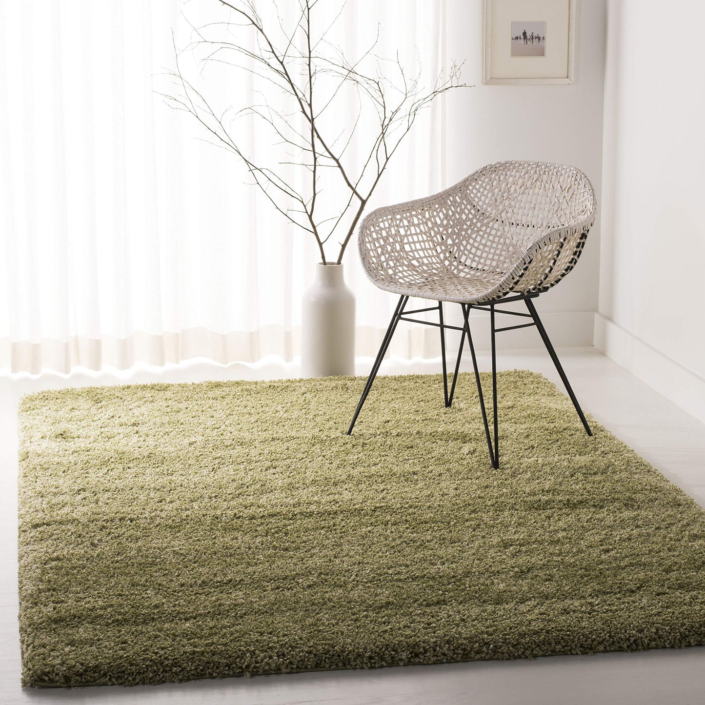 SAFAVIEH California Shag Collection Area Rug - 8' x 10', Ivory, Non-Shedding & Easy to Clean, Ultra Plush Thick Pile, Ideal for Living Room, Bedroom, Dining Space (SG151-1212)
