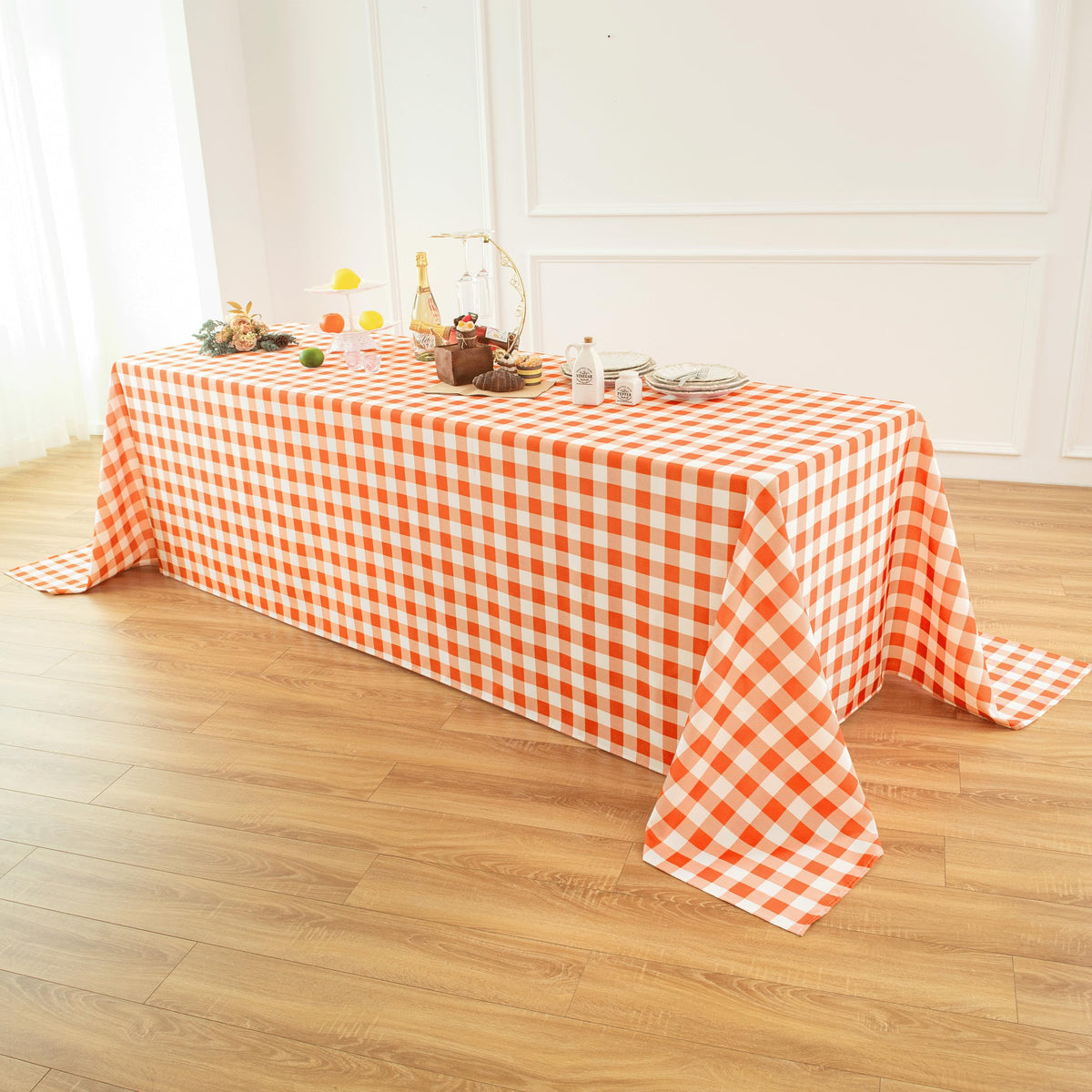 Waterproof Checkered Tablecloth Fabric - Rectangle 58x84 Inch Classic Gingham Buffalo Plaid Table Cloth for Indoor/Outdoor Use - Washable Table Cover for Kitchen, BBQs, and Parties