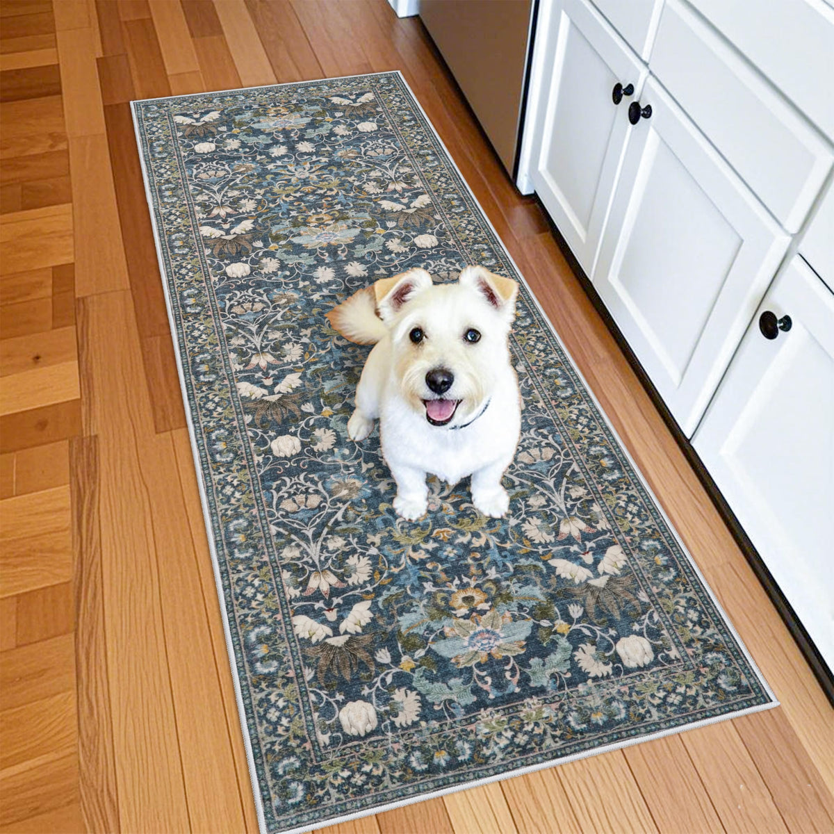 2x6 Hallway Washable Runner Rug : Vintage Soft Kitchen Laundry Runner with Non Slip Backing Farmhouse Entryway Living Room Floor Mat Stain Resistant Carpet for Bedroom Bathroom Distressed Beside Rug