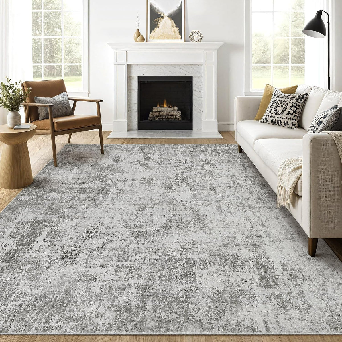 LOONGRUG Area Rug 5x7 Washable Neutral Modern Abstract Living Room Rugs | Soft Stain Resistant Non-Slip Indoor Carpet for Bedroom Nursery Playroom Dining Room Office Dorm Home