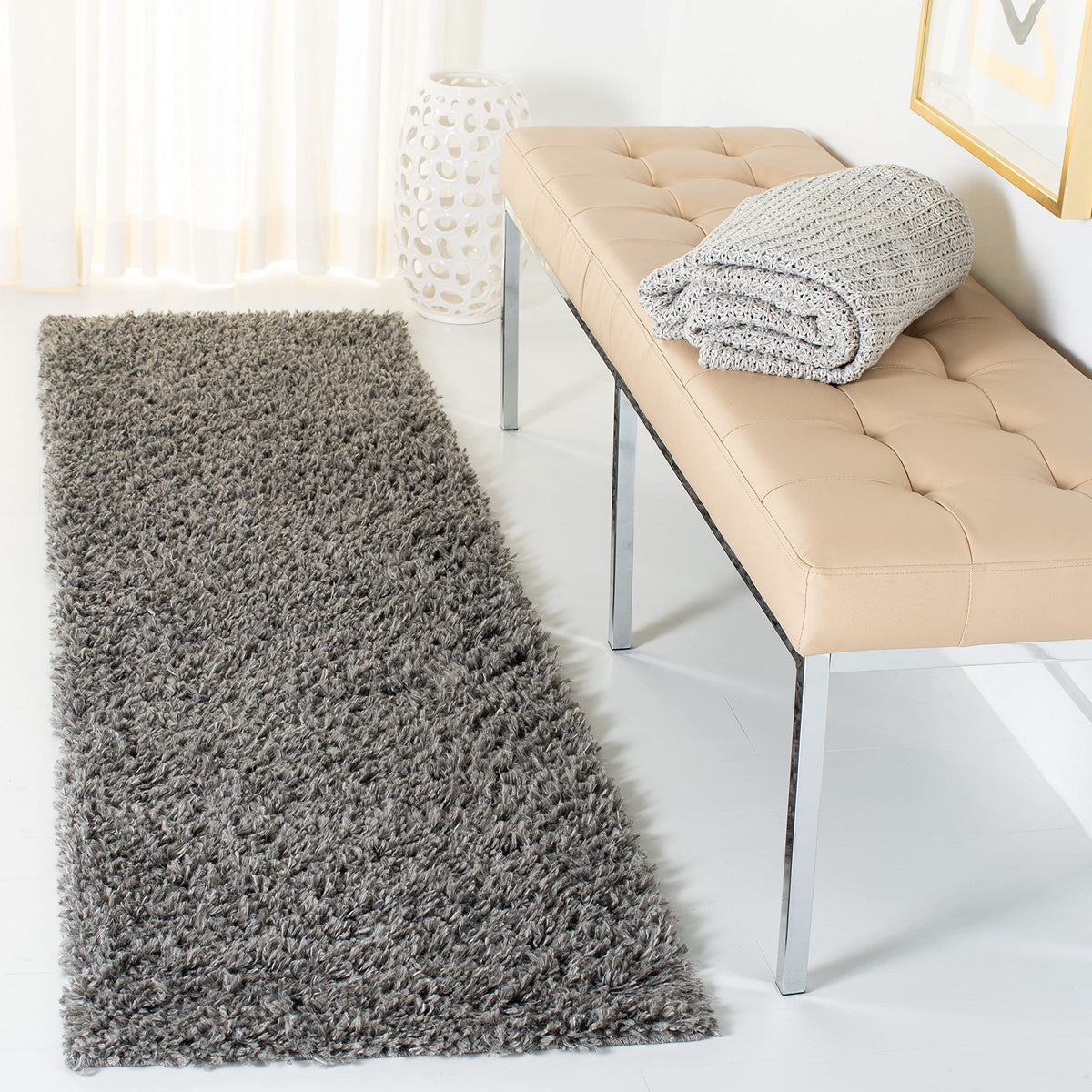 SAFAVIEH August Shag Collection Area Rug - 10' x 14', Green, Solid Design, Non-Shedding & Easy Care, 1.5-inch Thick Ideal for High Traffic Areas in Living Room, Bedroom (AUG200Y)