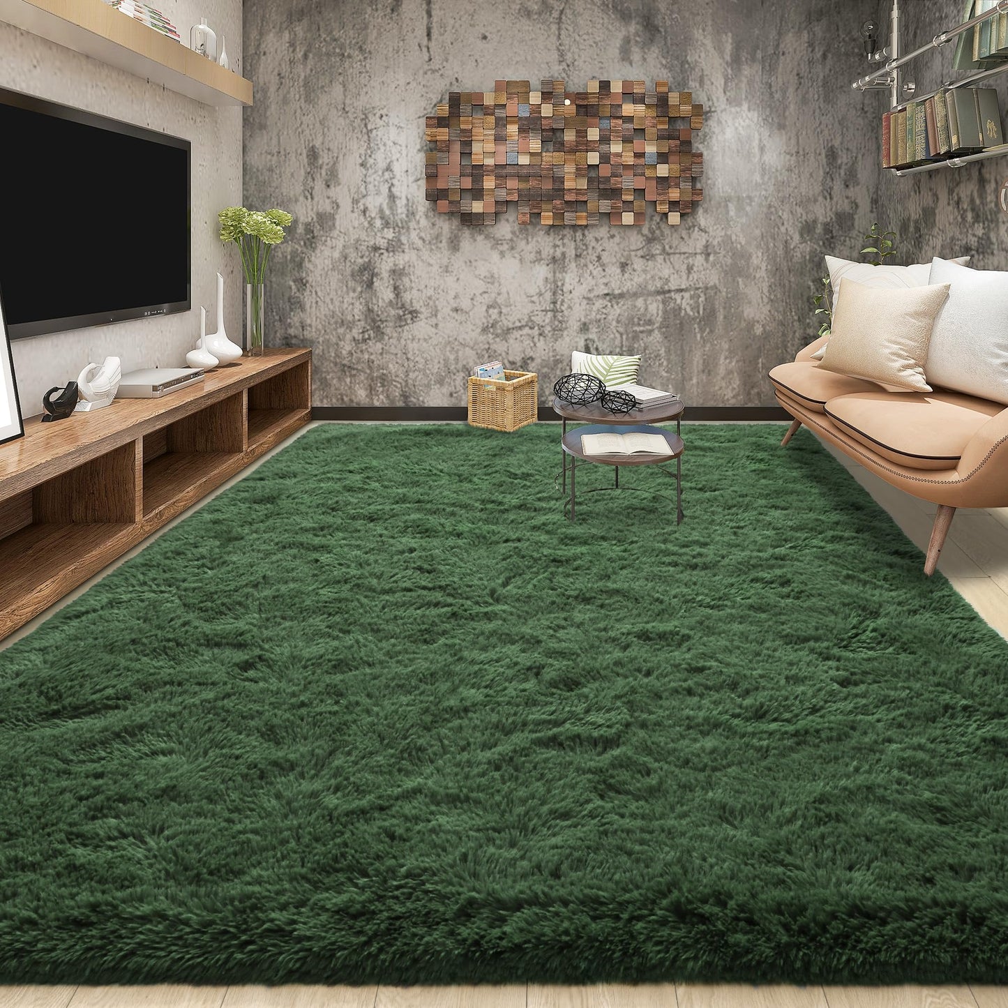 Area Rugs 9x12 for Living Room, Super Soft Fluffy Rugs for Bedroom | Modern Shaggy Rug Fuzzy Carpets for Kids, Plush Indoor Nursery Home Decor Rug with Non-Slip Bottom, Black