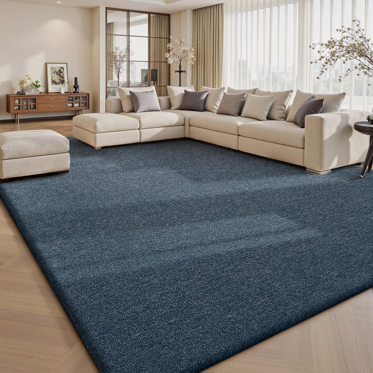 Sour Lemon Area Rugs 9x12 for Living Room Bedroom, Large Carpet Grey Rug | Washable, Non Slip, Big Soft Fluffy Plush Thick, Memory foam, Bedside Nersy Modern Area Rug for Playroom Kids Room