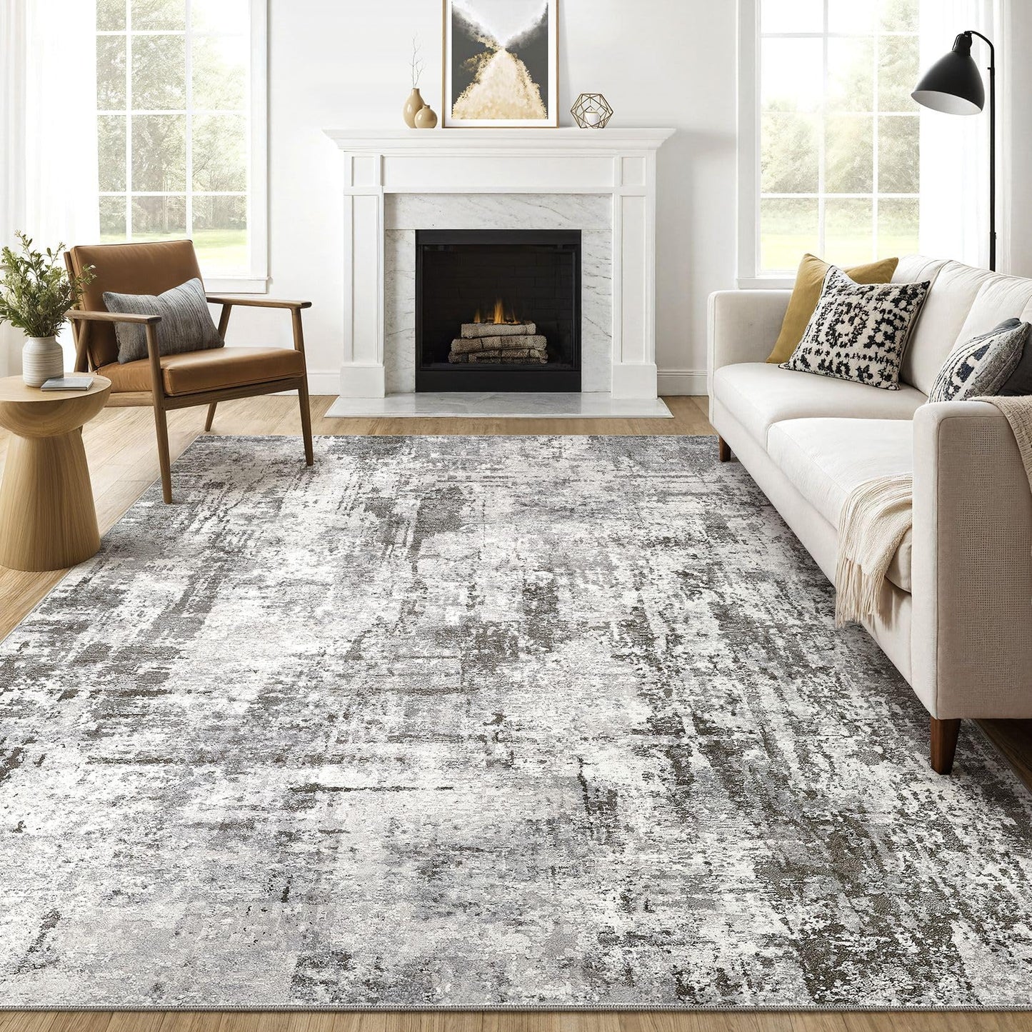 LOONGRUG Area Rug 5x7 Washable Neutral Modern Abstract Living Room Rugs | Soft Stain Resistant Non-Slip Indoor Carpet for Bedroom Nursery Playroom Dining Room Office Dorm Home