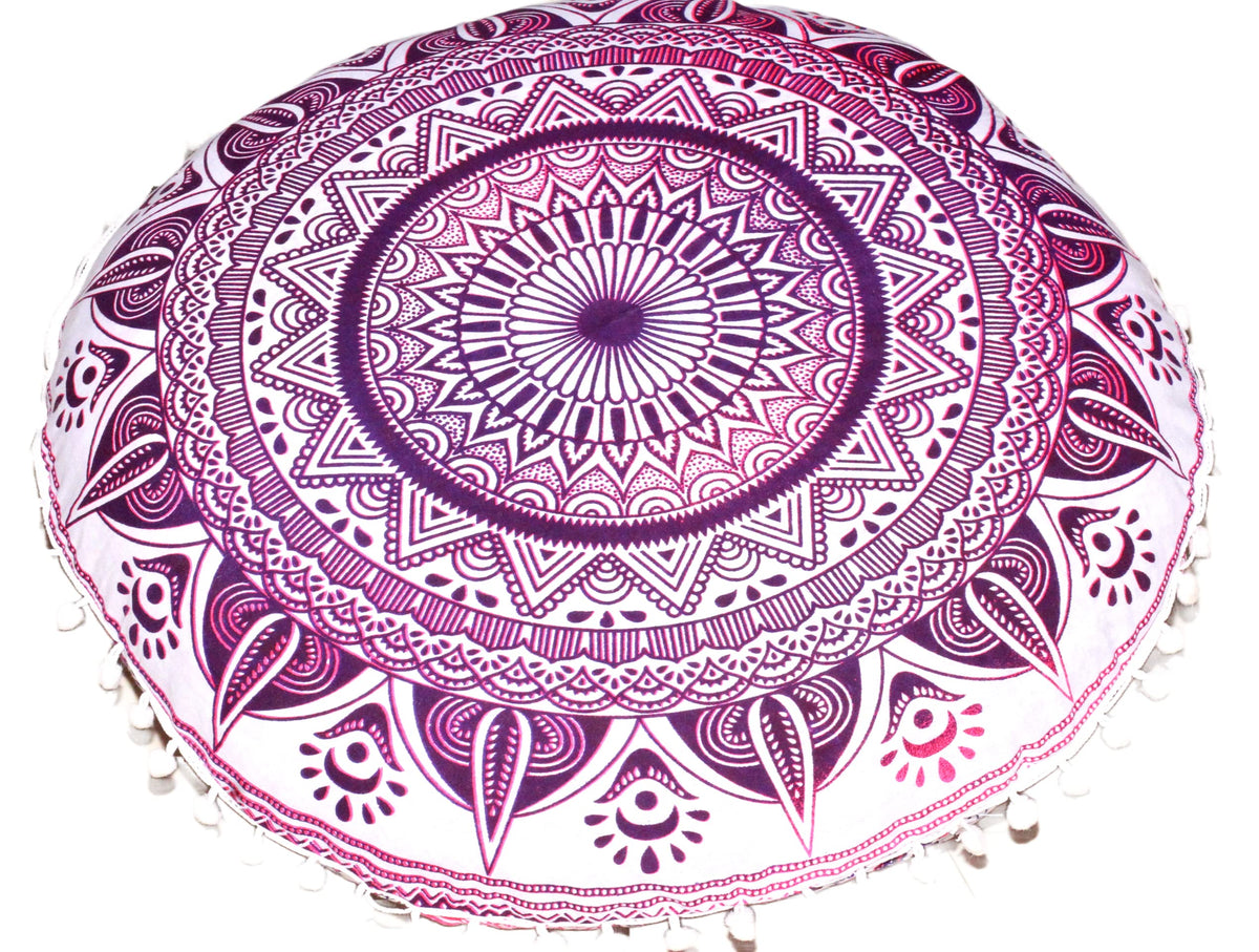 Large Round seat Floor Cushion Chair Ottoman Cover Pouf Pillow Meditation Floor Cushions for Adults Seating pouffe Ottoman Throw Covers Craft Room Furniture for Sitting Cover 22 Inches (Multi Nap)