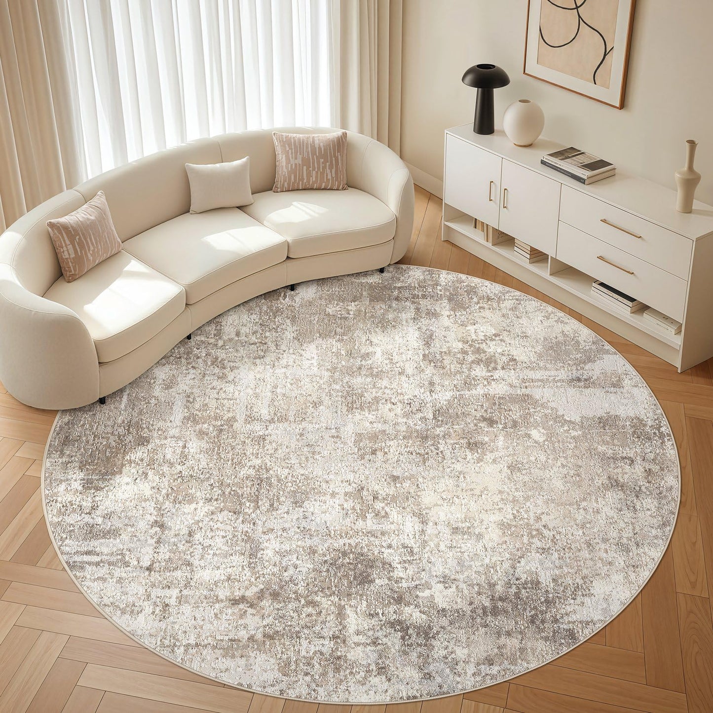 LOONGRUG Area Rug 5x7 Washable Neutral Modern Abstract Living Room Rugs | Soft Stain Resistant Non-Slip Indoor Carpet for Bedroom Nursery Playroom Dining Room Office Dorm Home