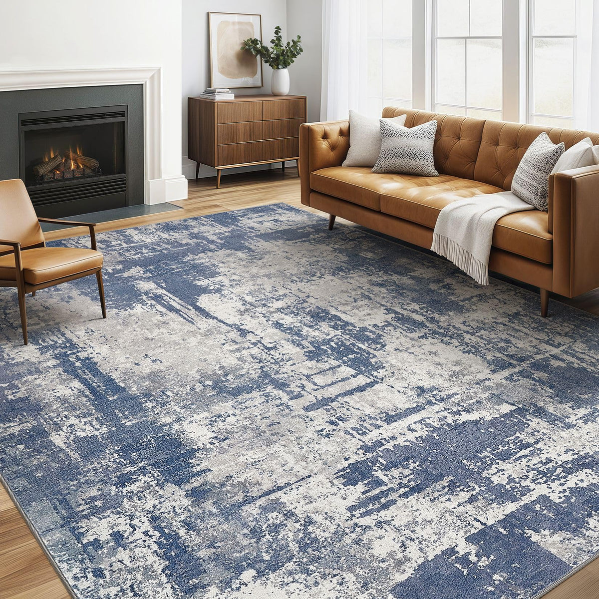 LOONGRUG Area Rug 5x7 Washable Neutral Modern Abstract Living Room Rugs | Soft Stain Resistant Non-Slip Indoor Carpet for Bedroom Nursery Playroom Dining Room Office Dorm Home