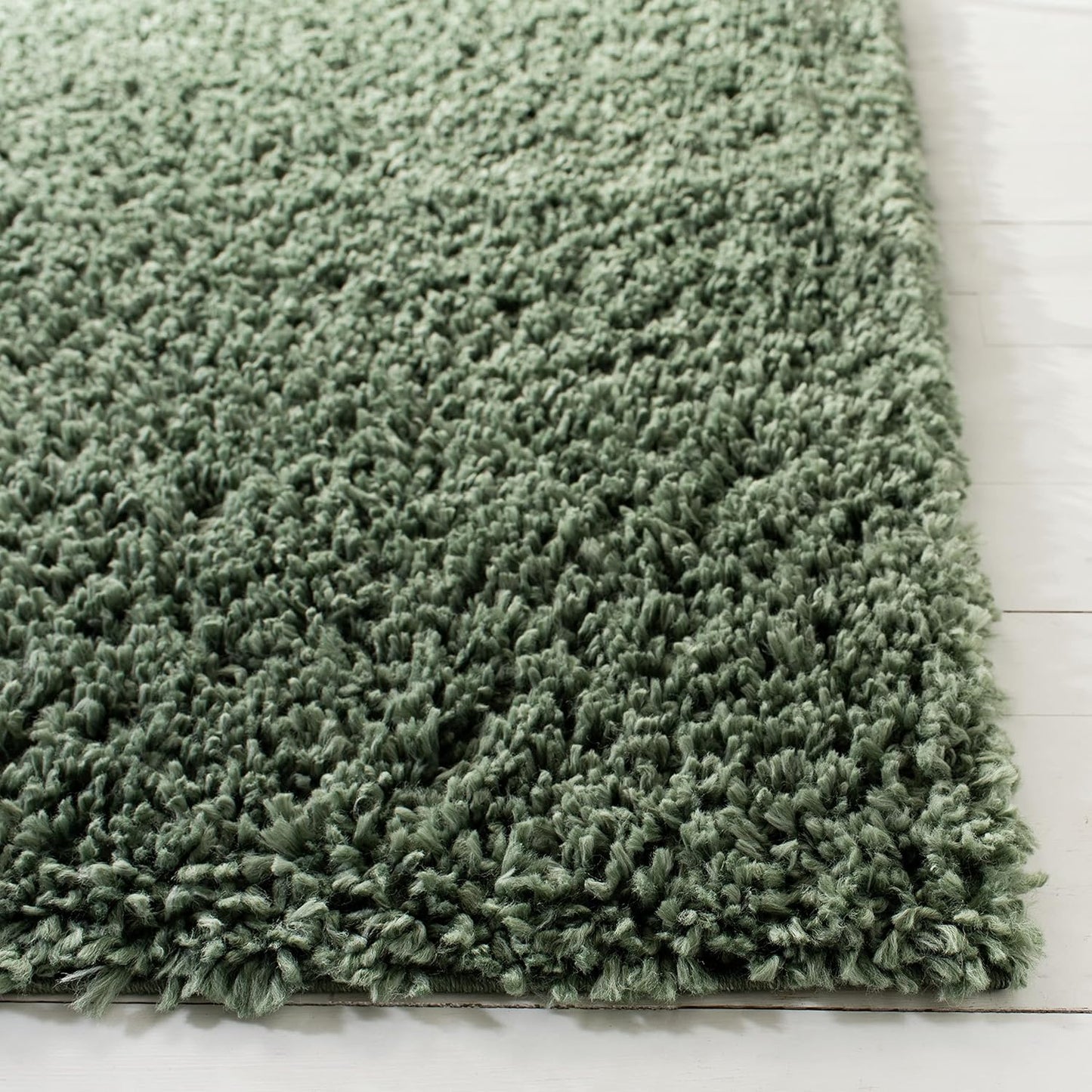 SAFAVIEH August Shag Collection Area Rug - 10' x 14', Green, Solid Design, Non-Shedding & Easy Care, 1.5-inch Thick Ideal for High Traffic Areas in Living Room, Bedroom (AUG200Y)