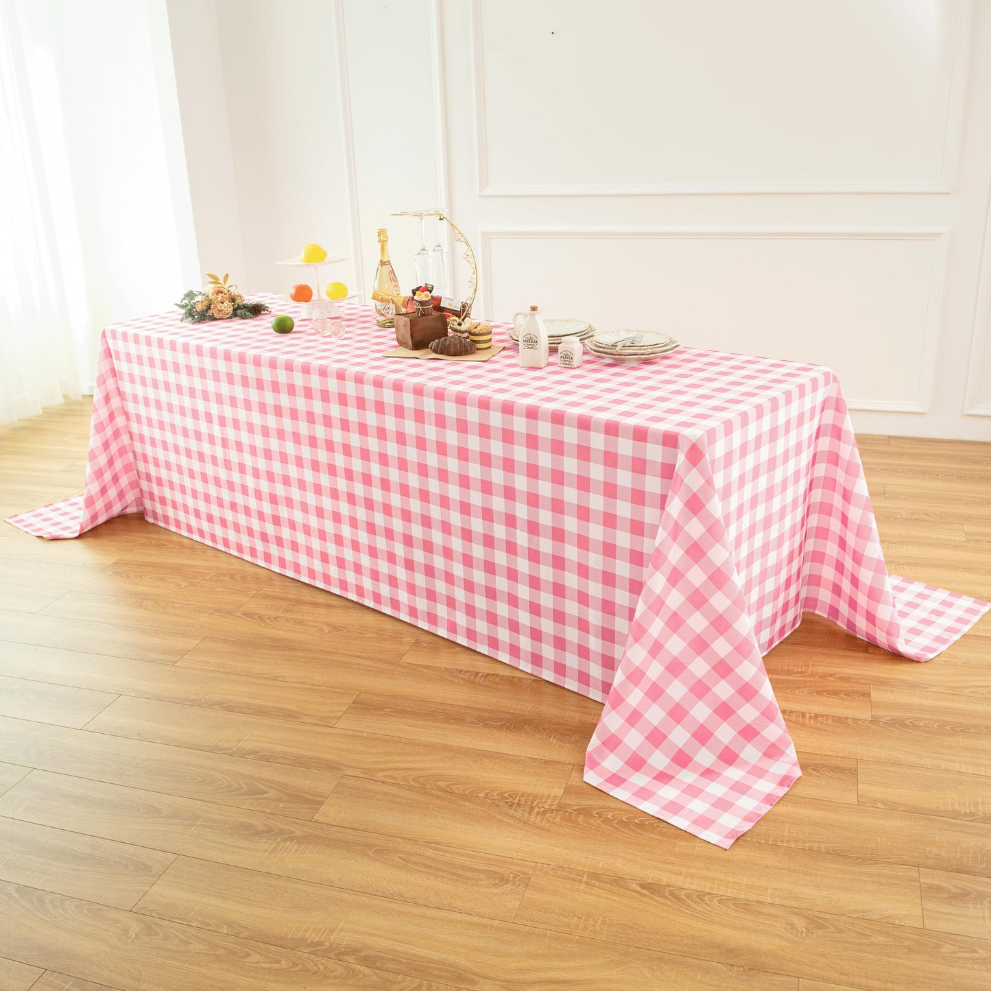 Waterproof Checkered Tablecloth Fabric - Rectangle 58x84 Inch Classic Gingham Buffalo Plaid Table Cloth for Indoor/Outdoor Use - Washable Table Cover for Kitchen, BBQs, and Parties