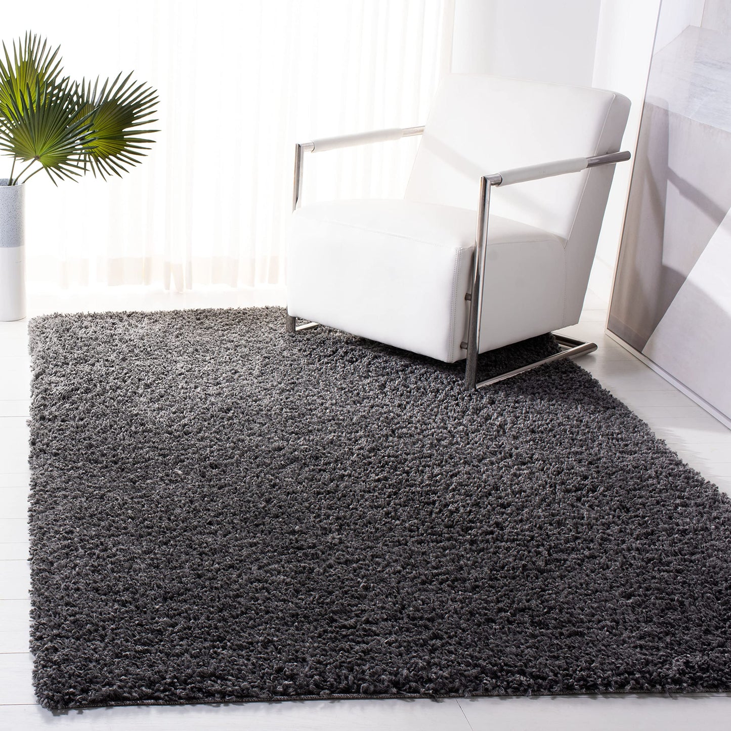 SAFAVIEH August Shag Collection Area Rug - 10' x 14', Green, Solid Design, Non-Shedding & Easy Care, 1.5-inch Thick Ideal for High Traffic Areas in Living Room, Bedroom (AUG200Y)