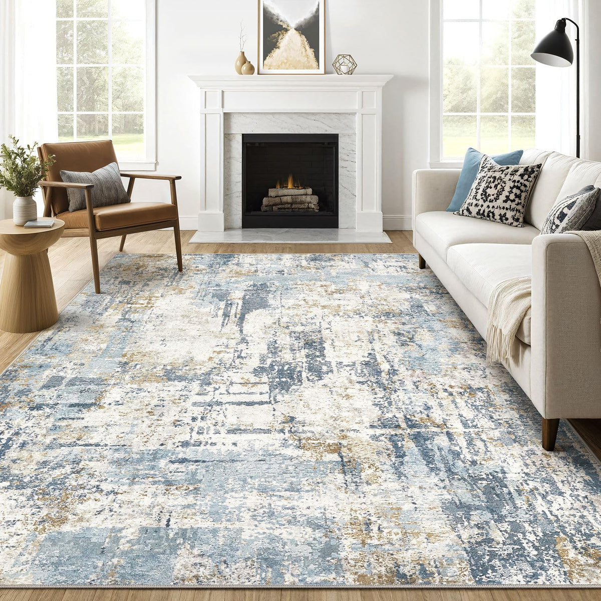 LOONGRUG Area Rug 5x7 Washable Neutral Modern Abstract Living Room Rugs | Soft Stain Resistant Non-Slip Indoor Carpet for Bedroom Nursery Playroom Dining Room Office Dorm Home