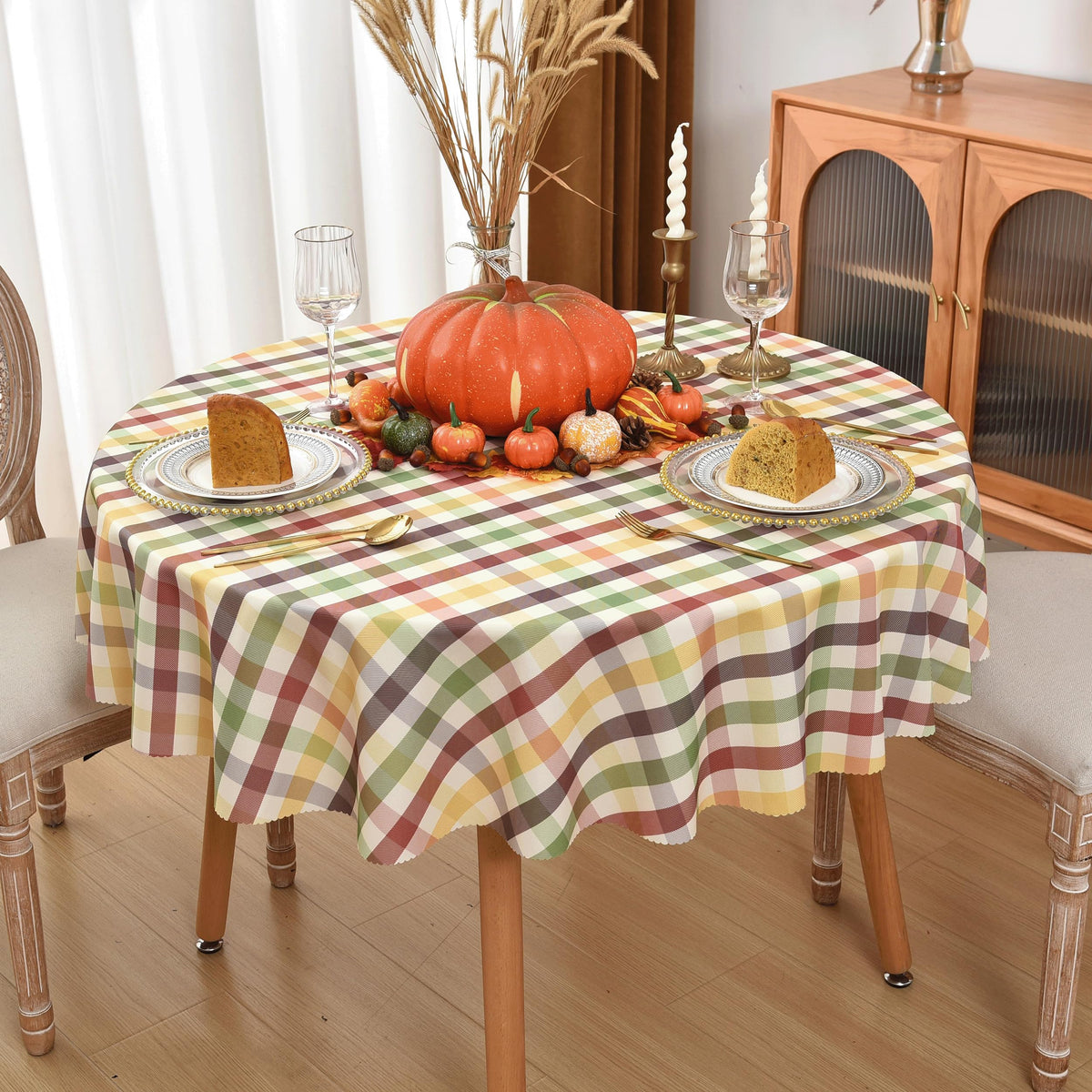 Waterproof Checkered Tablecloth Fabric - Rectangle 58x84 Inch Classic Gingham Buffalo Plaid Table Cloth for Indoor/Outdoor Use - Washable Table Cover for Kitchen, BBQs, and Parties